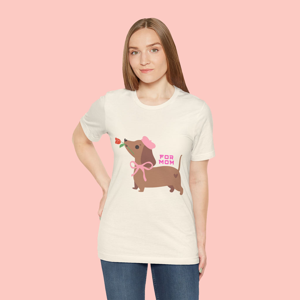 Mommy’s Dachshund Tee – Cute Dog with Rose “For Mom” Shirt