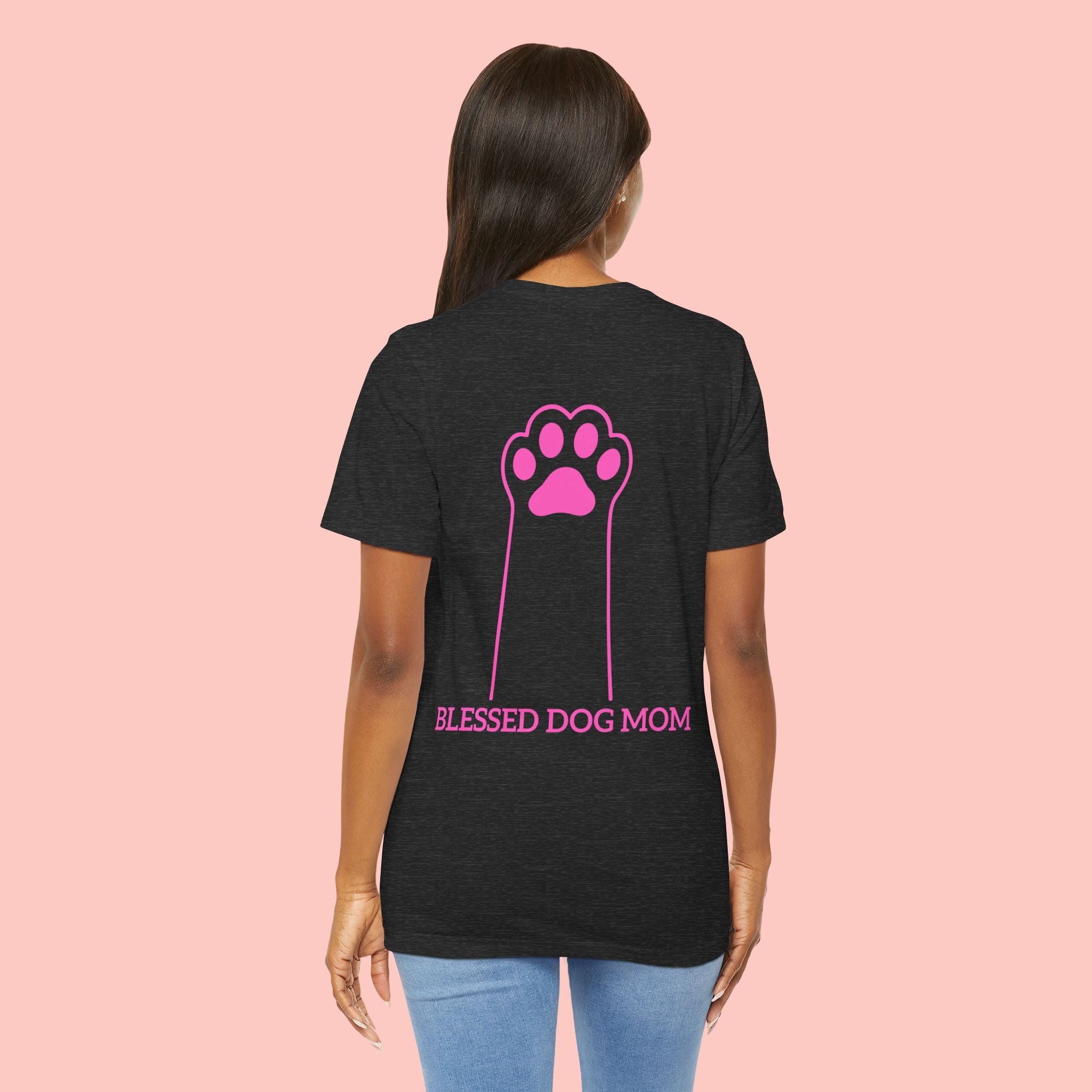 Blessed Dog Mom T-Shirt — Pink Paw Graphic Dog Lover Tee