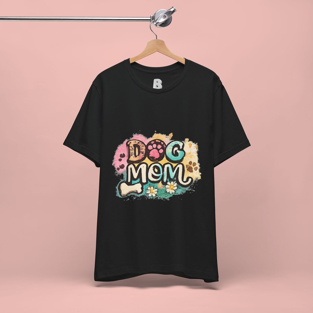 Dog Mom T-Shirt — Colorful Paw Print Graphic Tee for Pet Lovers