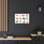 Holiday Dogs Canvas Wall Art — Cute Dachshund, Pug & Mixed Breeds in Winter Sweaters