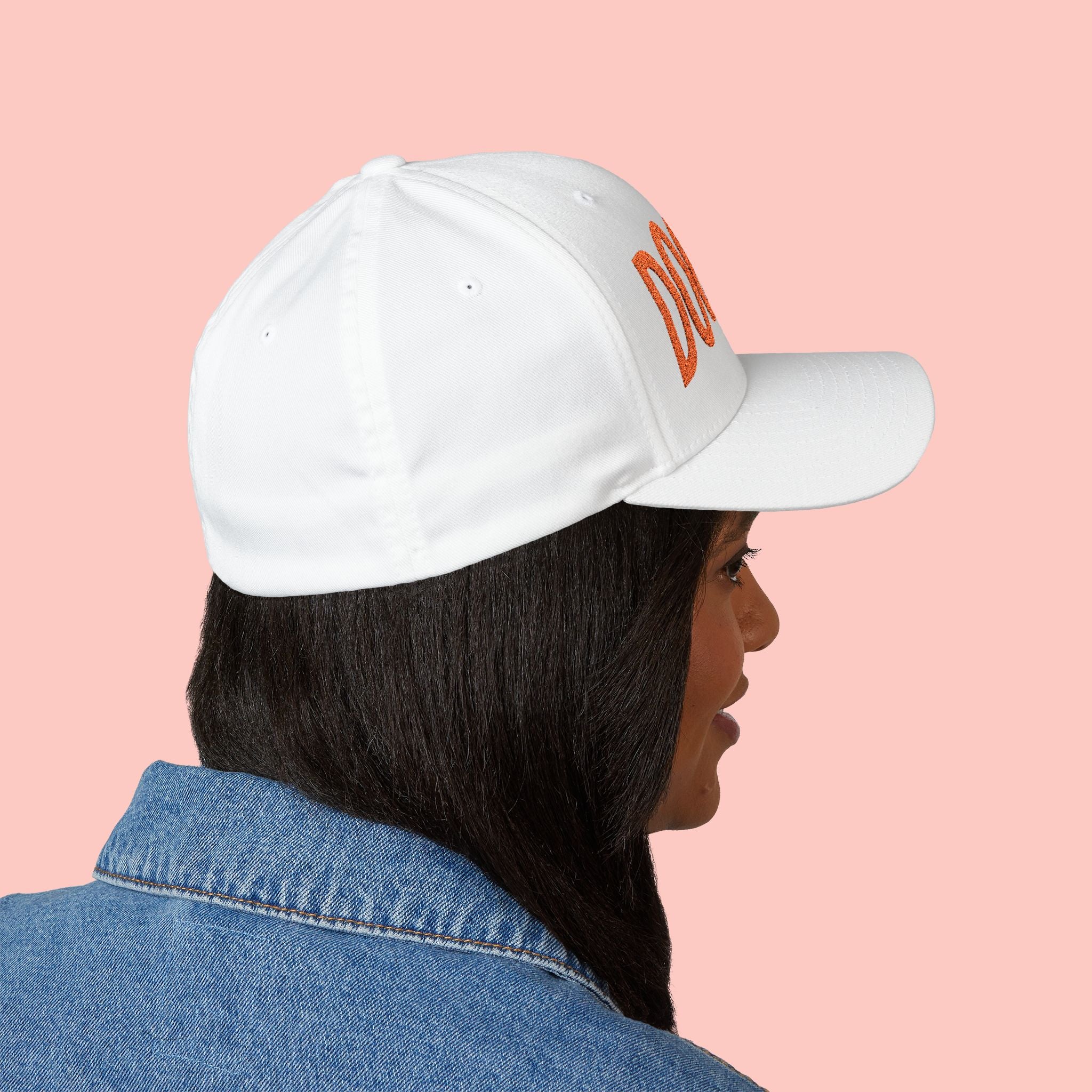 Dog Mom Embroidered Cap – White Structured Baseball Hat