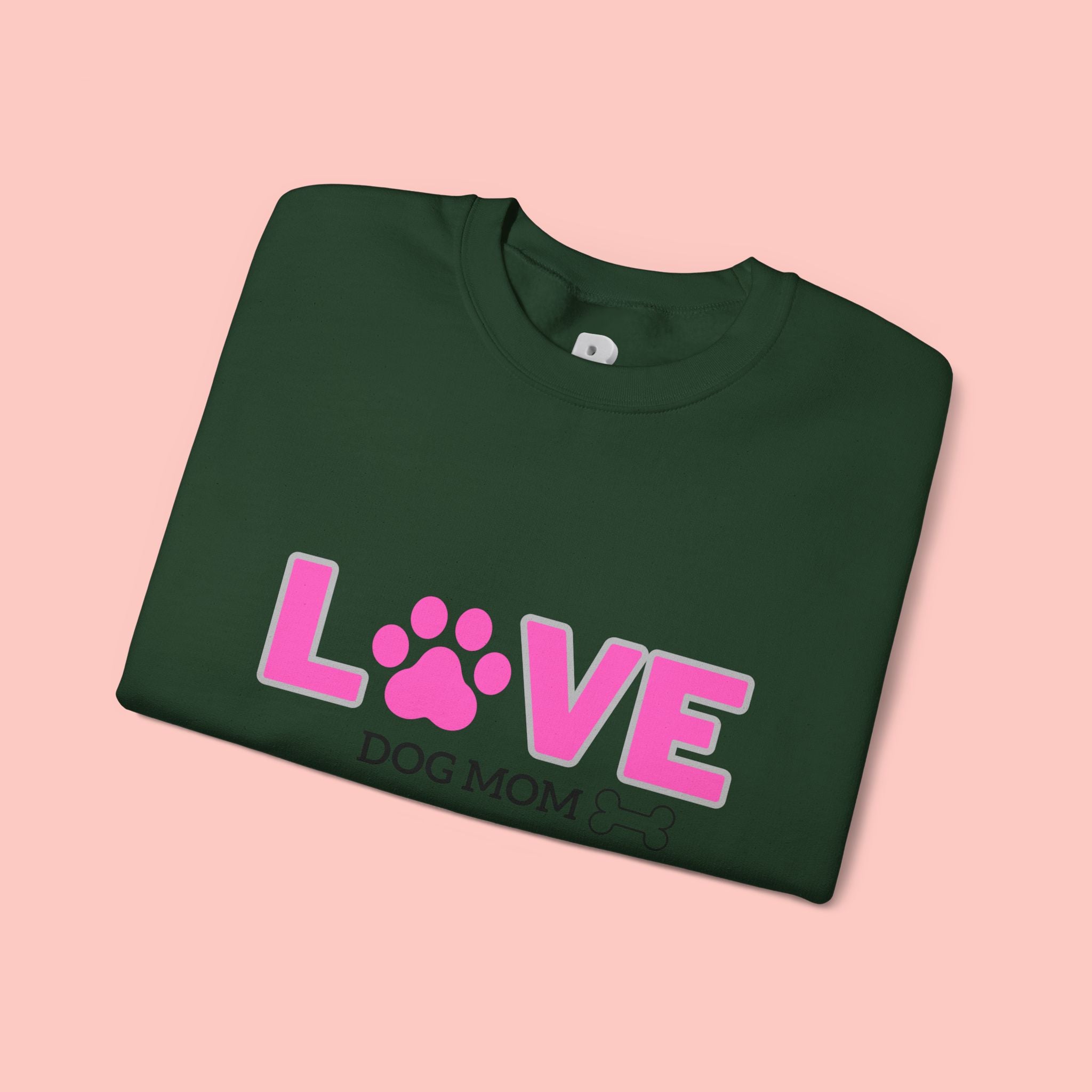Dog Mom Love Crewneck Sweatshirt — Pink Paw Graphic