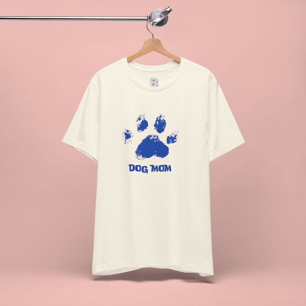 Dog Mom Paw Print T-Shirt — Distressed Blue Design
