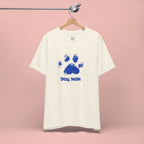 Dog Mom Paw Print T-Shirt — Distressed Blue Design