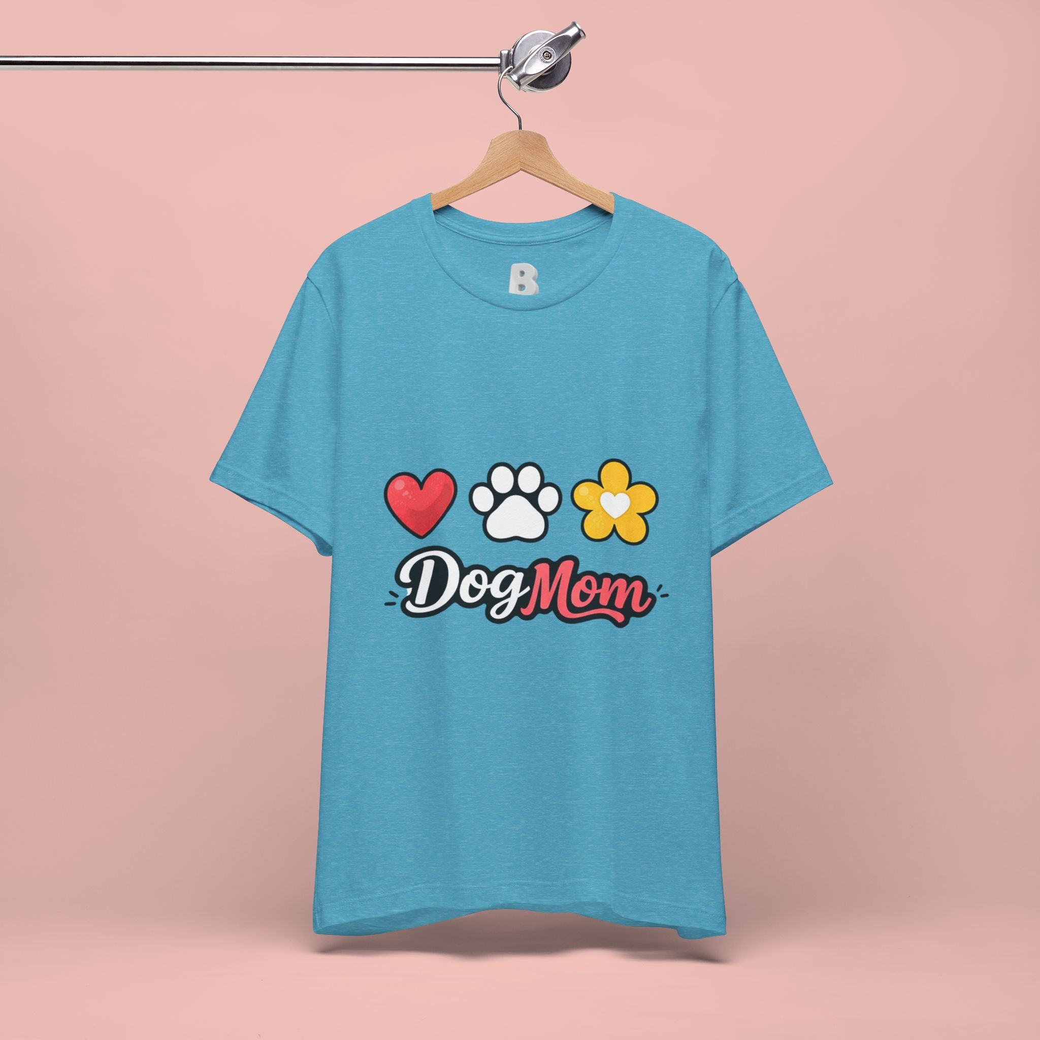 Dog Mom T-Shirt – Heart, Paw & Flower Graphic Tee
