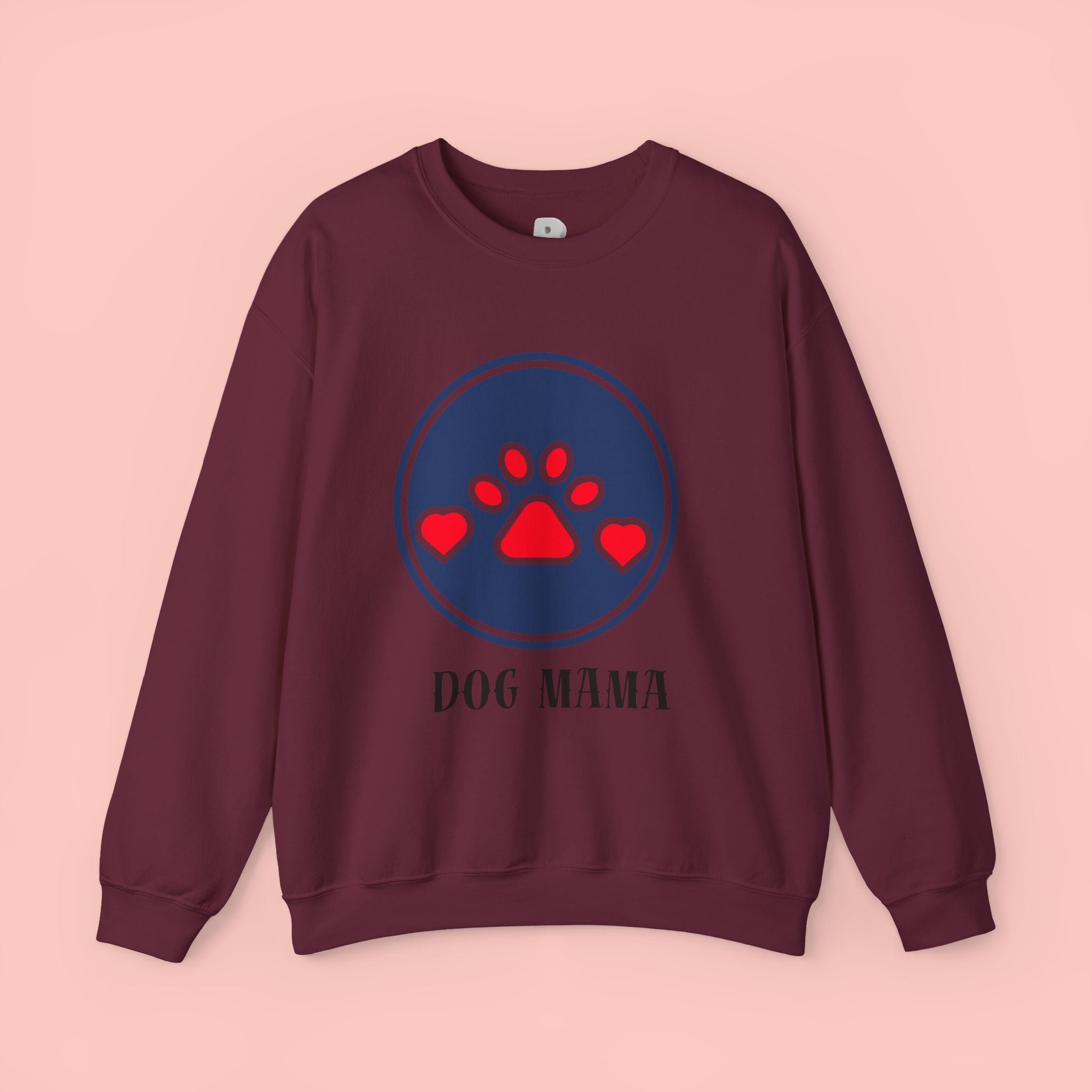 Dog Mama Crewneck Sweatshirt — Paw Print Heart Graphic