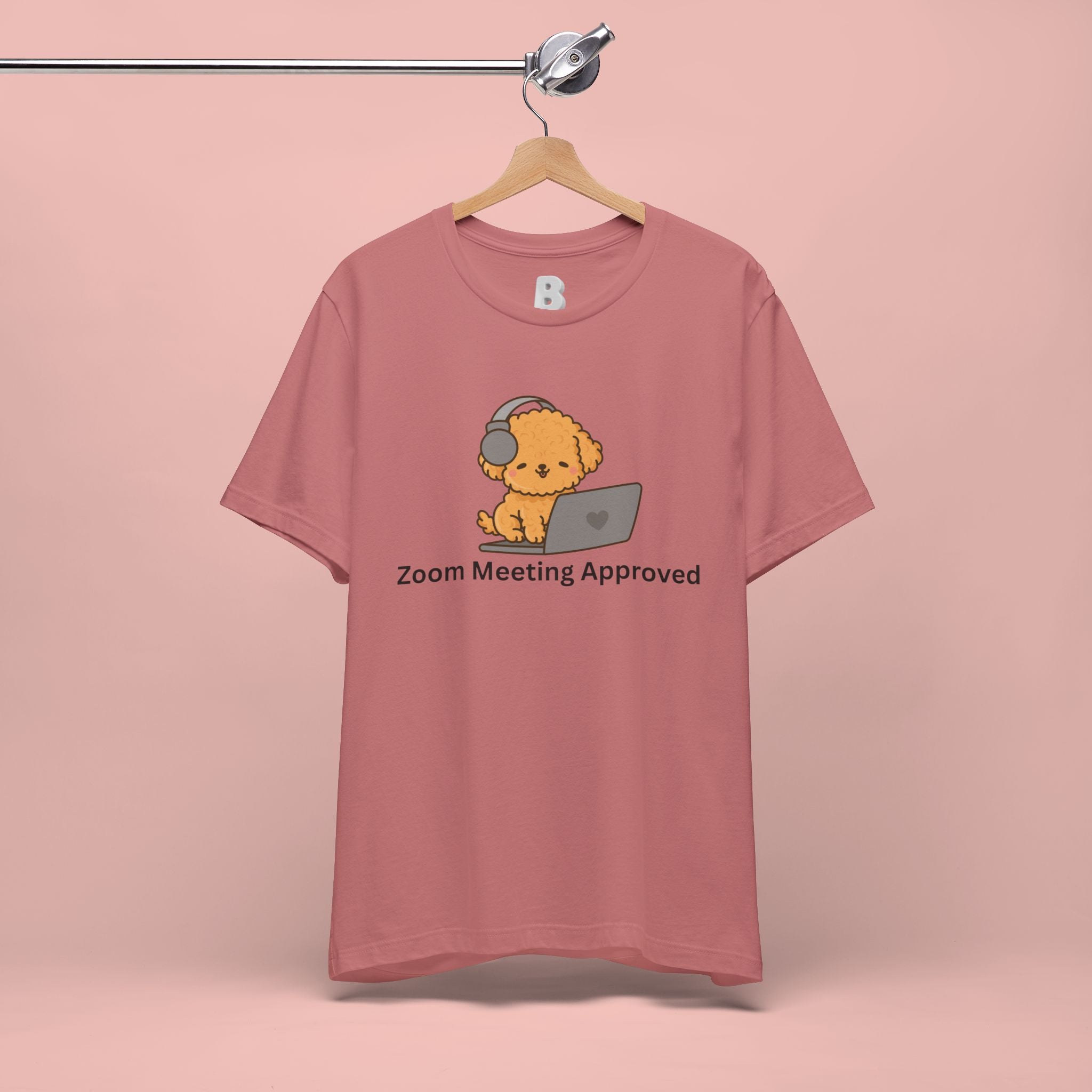 Zoom Meeting Approved Tee — Cute Puppy with Headset Laptop Graphic