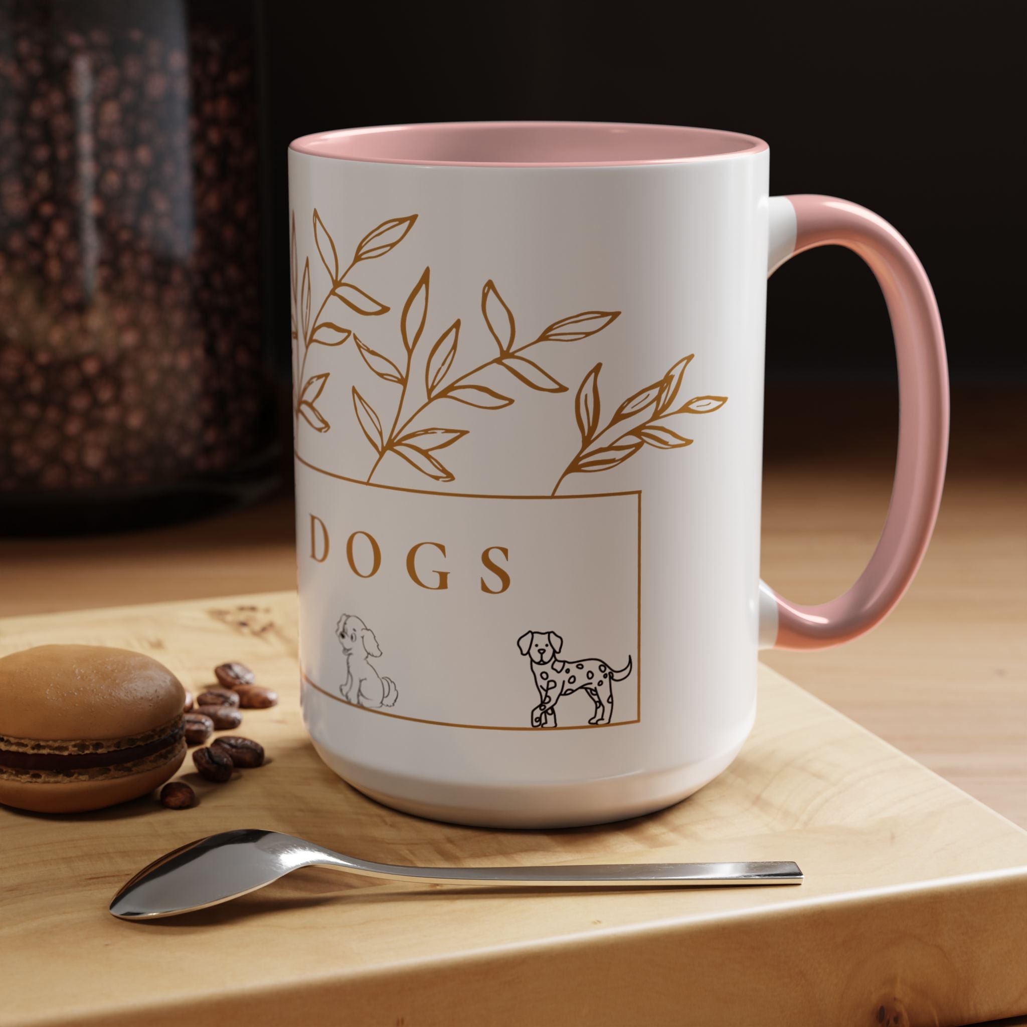 I Love Dogs Accent Coffee Mug — Gold Leaf Dog Lover Ceramic Mug (11oz & 15oz)