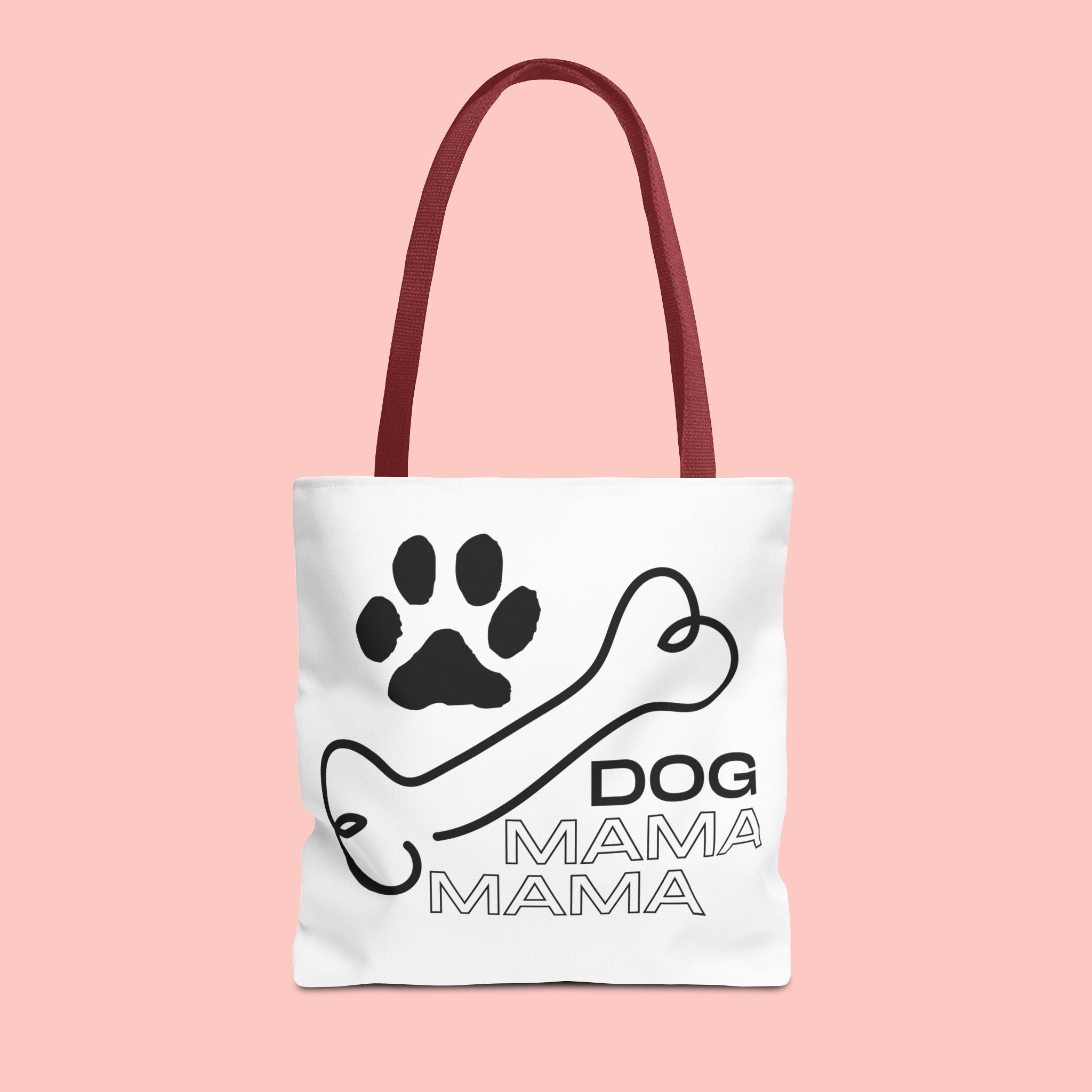 Dog Mama Tote Bag — Paw Print & Bone Graphic Canvas Shopper