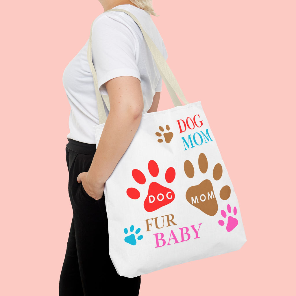 Dog Mom Tote Bag – "Fur Baby" Paw Print AOP Tote