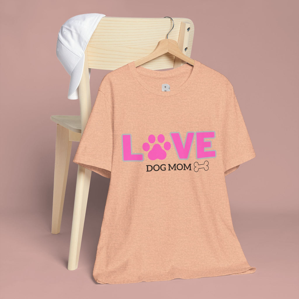 Love Dog Mom T-Shirt — Pink Paw Graphic Tee