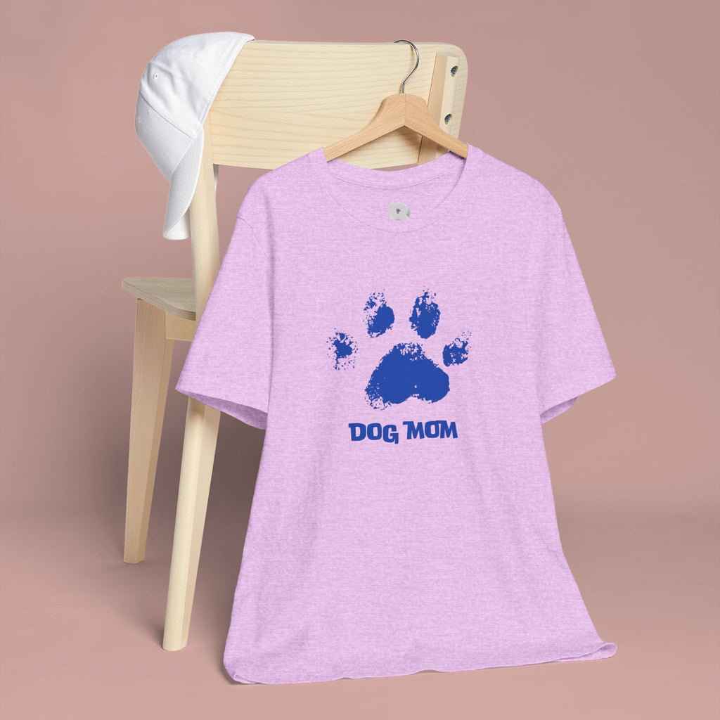 Dog Mom Paw Print T-Shirt — Distressed Blue Design