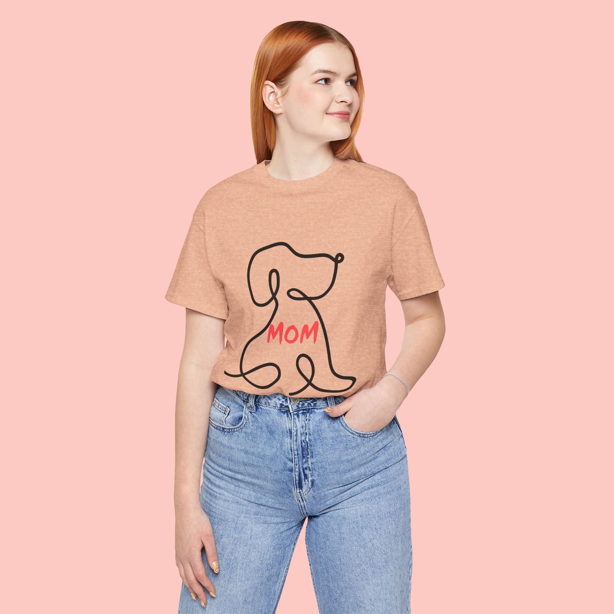Mom Dog T-Shirt — Minimal Line Art Puppy Tee for Dog Moms, Mother's Day Gift