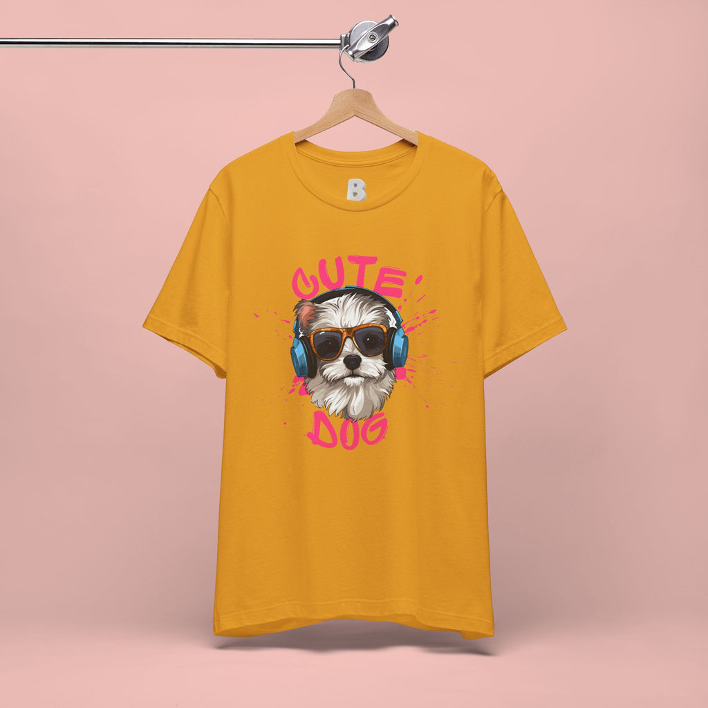 Cute Dog Tee — Headphones Puppy Graphic T-Shirt