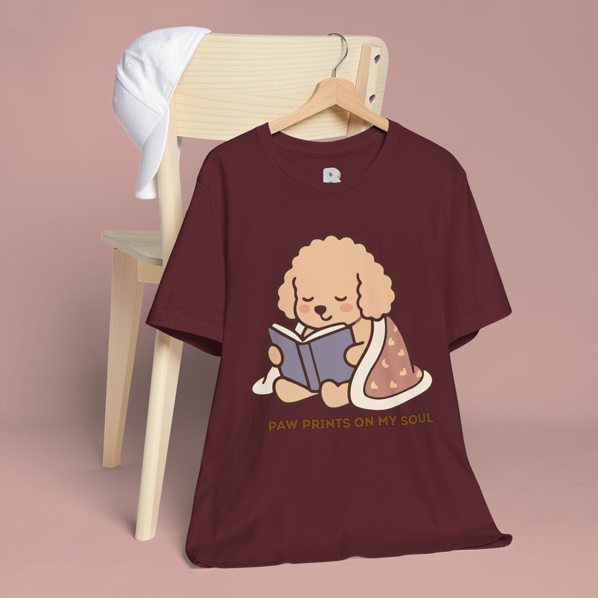 Paw Prints On My Soul T‑Shirt — Cute Reading Puppy Graphic Tee