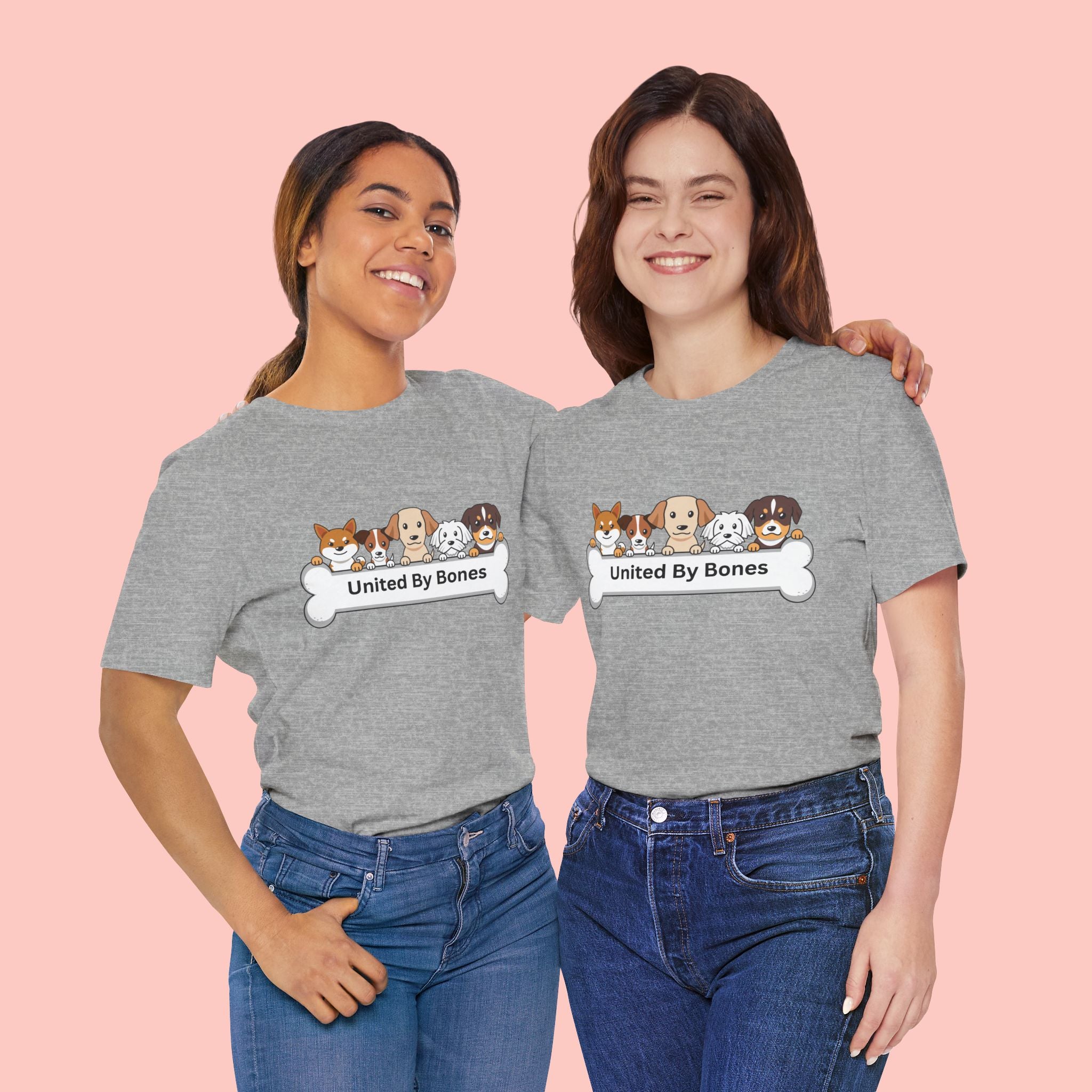 Dog Lover T‑Shirt — "United By Bones" Cute Cartoon Dogs Tee