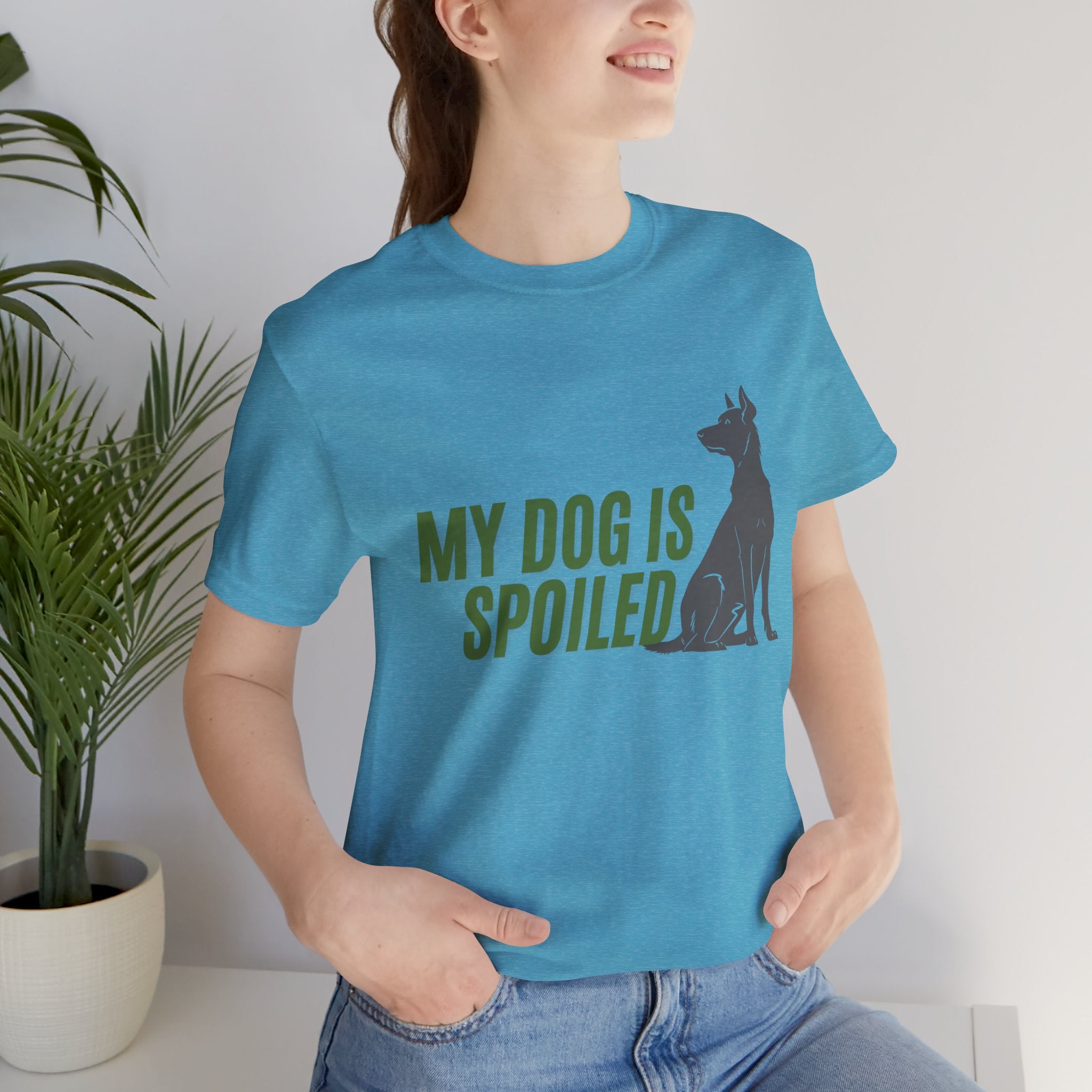 My Dog Is Spoiled T‑Shirt — Funny Dog Lover Tee with Sitting Dog Graphic