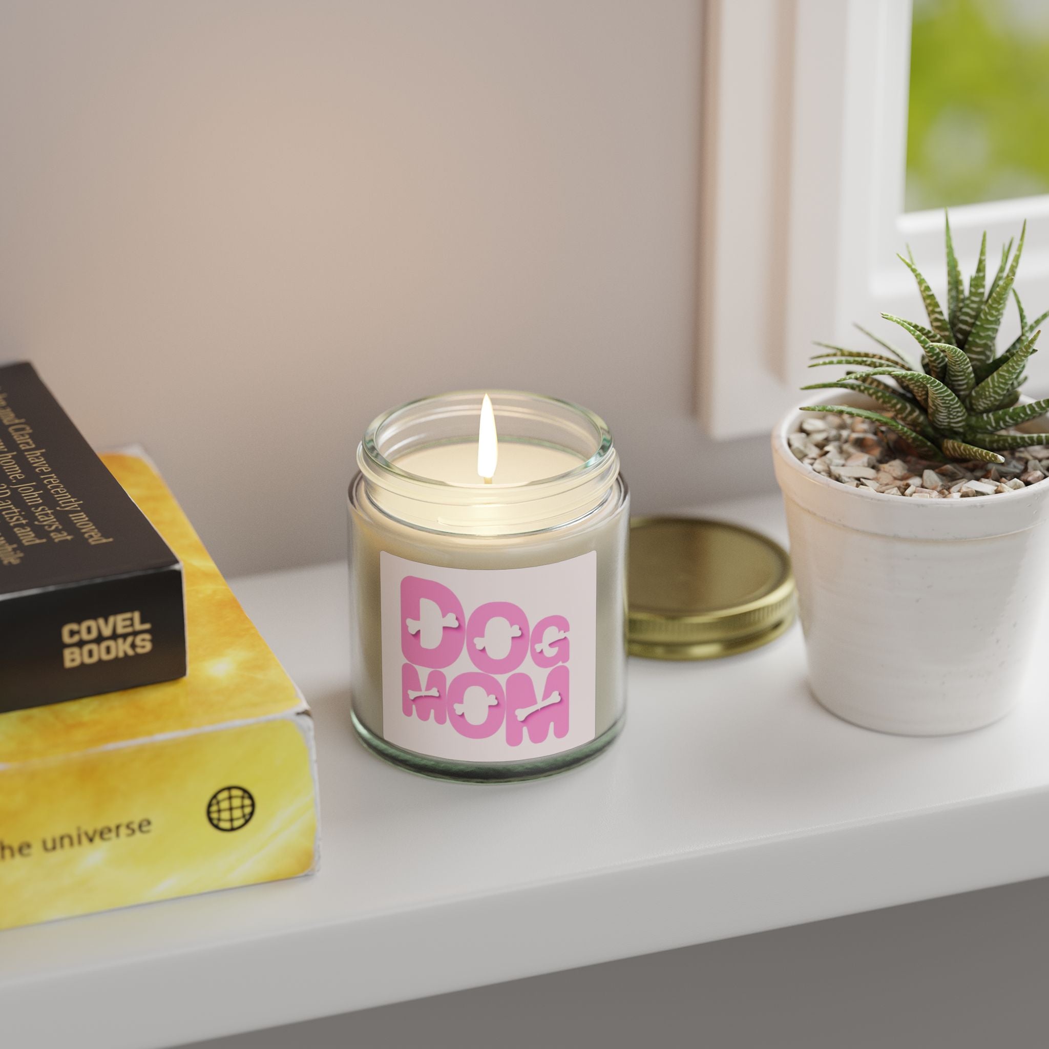Dog Mom Scented Candle (Coconut Apricot Wax) — 4oz/9oz Gift for Pet Lovers