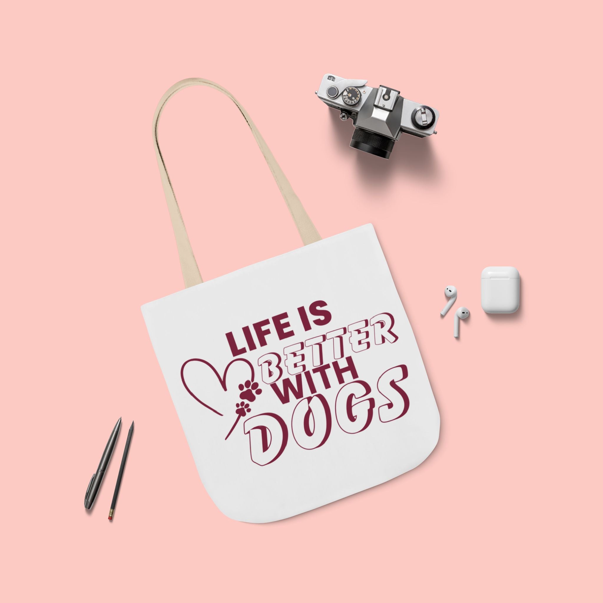 Life Is Better With Dogs Canvas Tote Bag