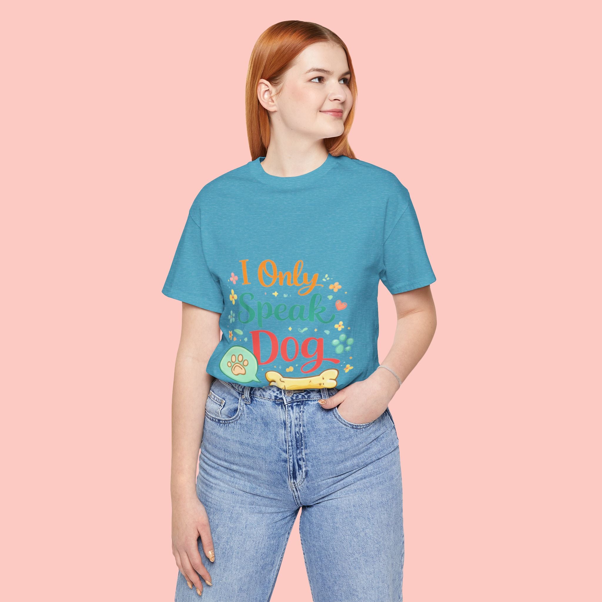 Dog Lover T‑Shirt – "I Only Speak Dog" Cute Paw & Bone Graphic Tee