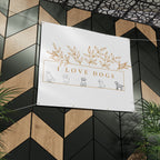 Matte Banner — I Love Dogs Decorative Outdoor/Indoor Sign with Gold Leaf Illustration