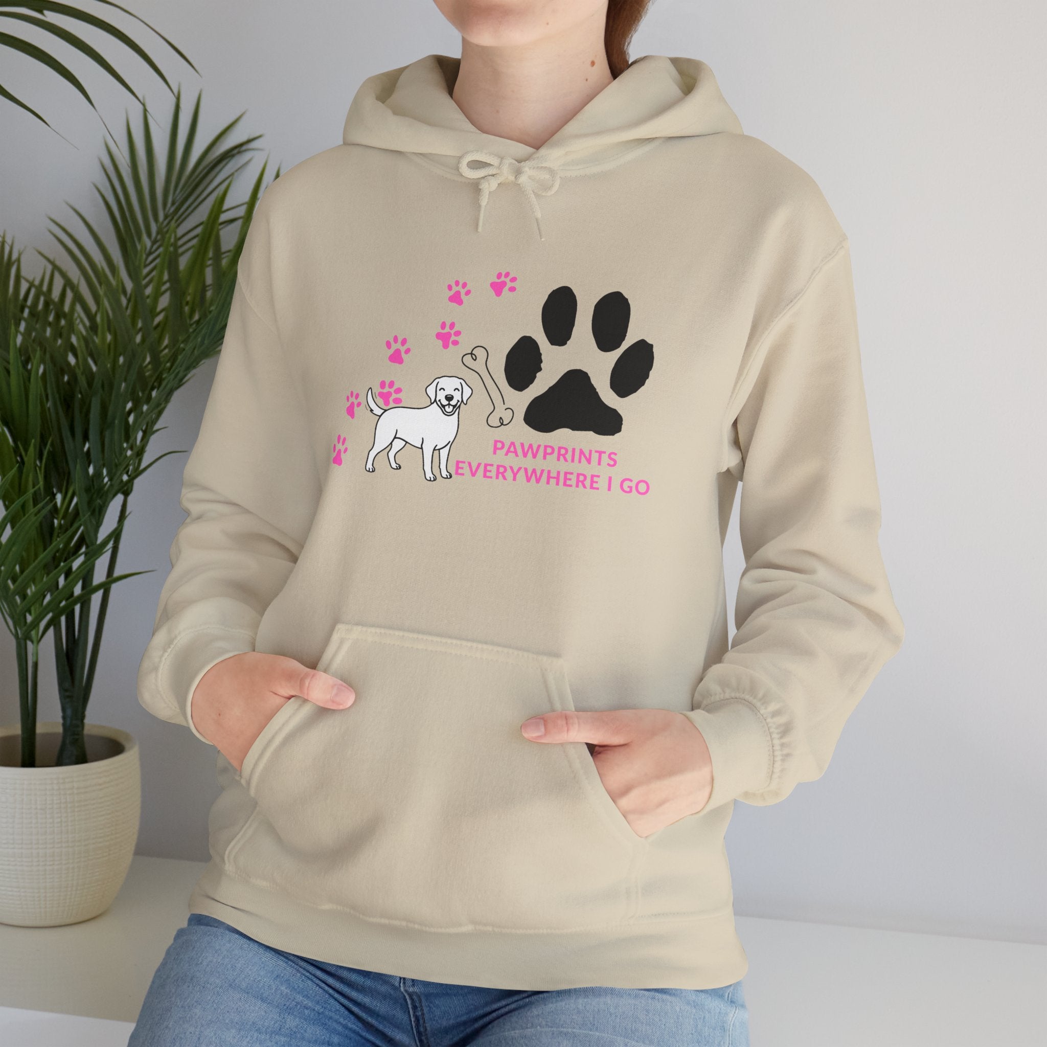 Dog Lover Hoodie — "Pawprints Wherever I Go" Pullover