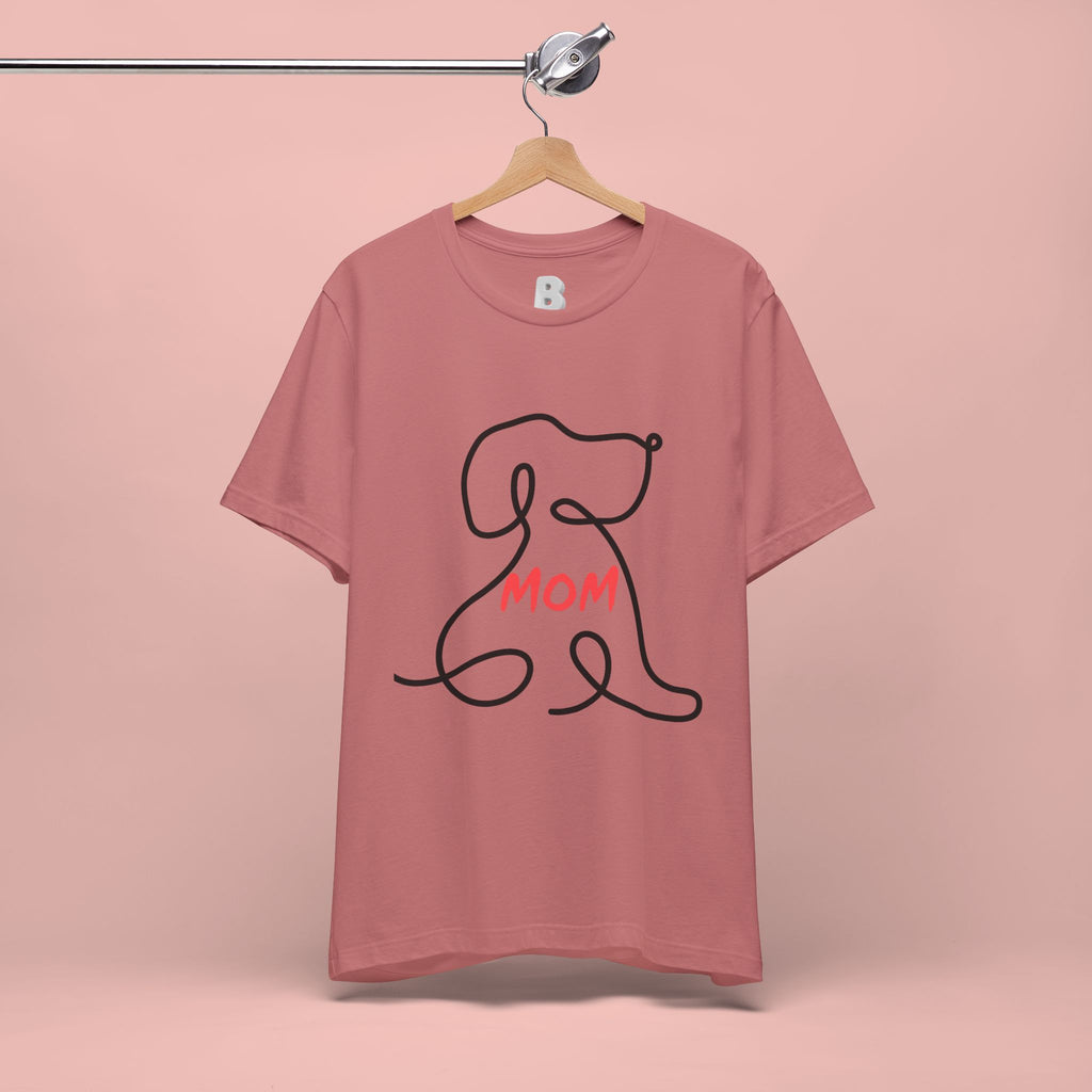Mom Dog T-Shirt — Minimal Line Art Puppy Tee for Dog Moms, Mother's Day Gift