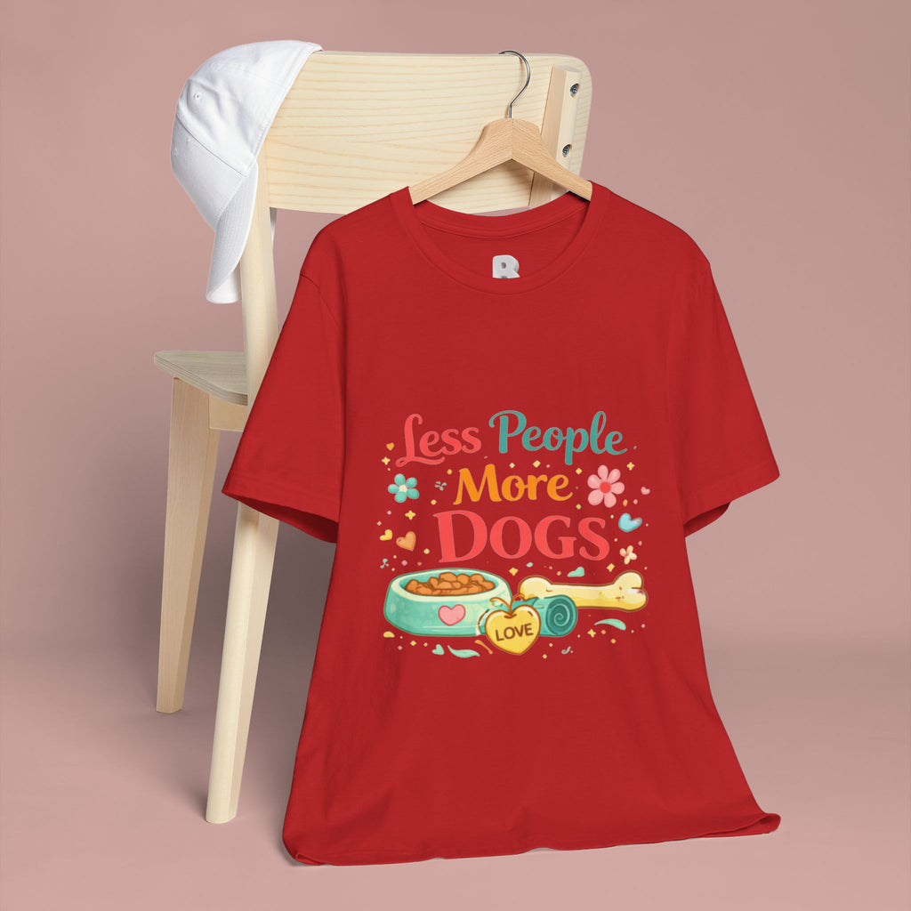 Less People More Dogs T-Shirt – Cute Dog Bowl & Bone Graphic Tee