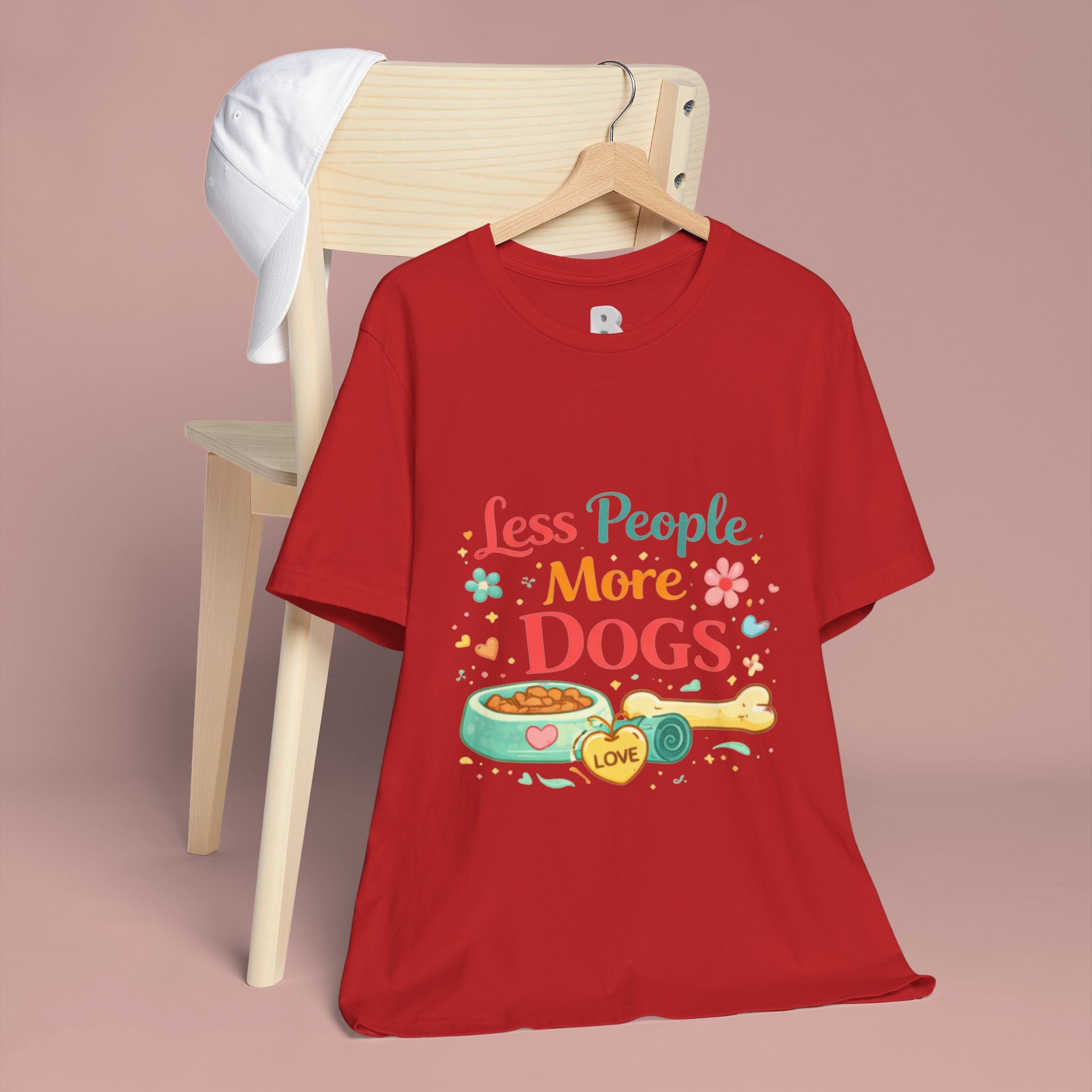 Less People More Dogs T-Shirt – Cute Dog Bowl & Bone Graphic Tee