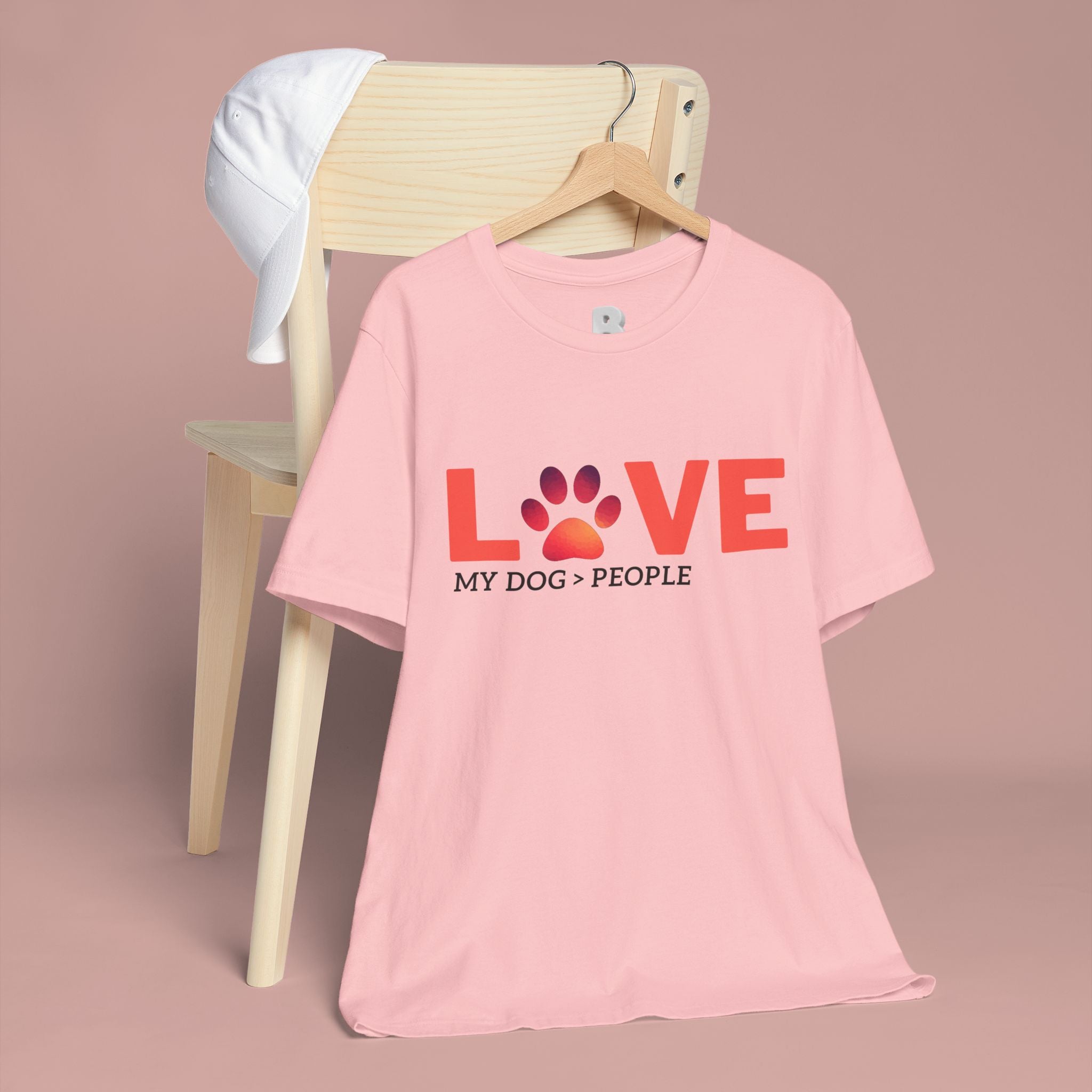 Dog Lover Tee - "LOVE My Dog > People" Paw Print Graphic T-Shirt