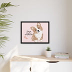 Framed Canvas Print — "First My Dog, Then Everything Else" Corgi Wall Art