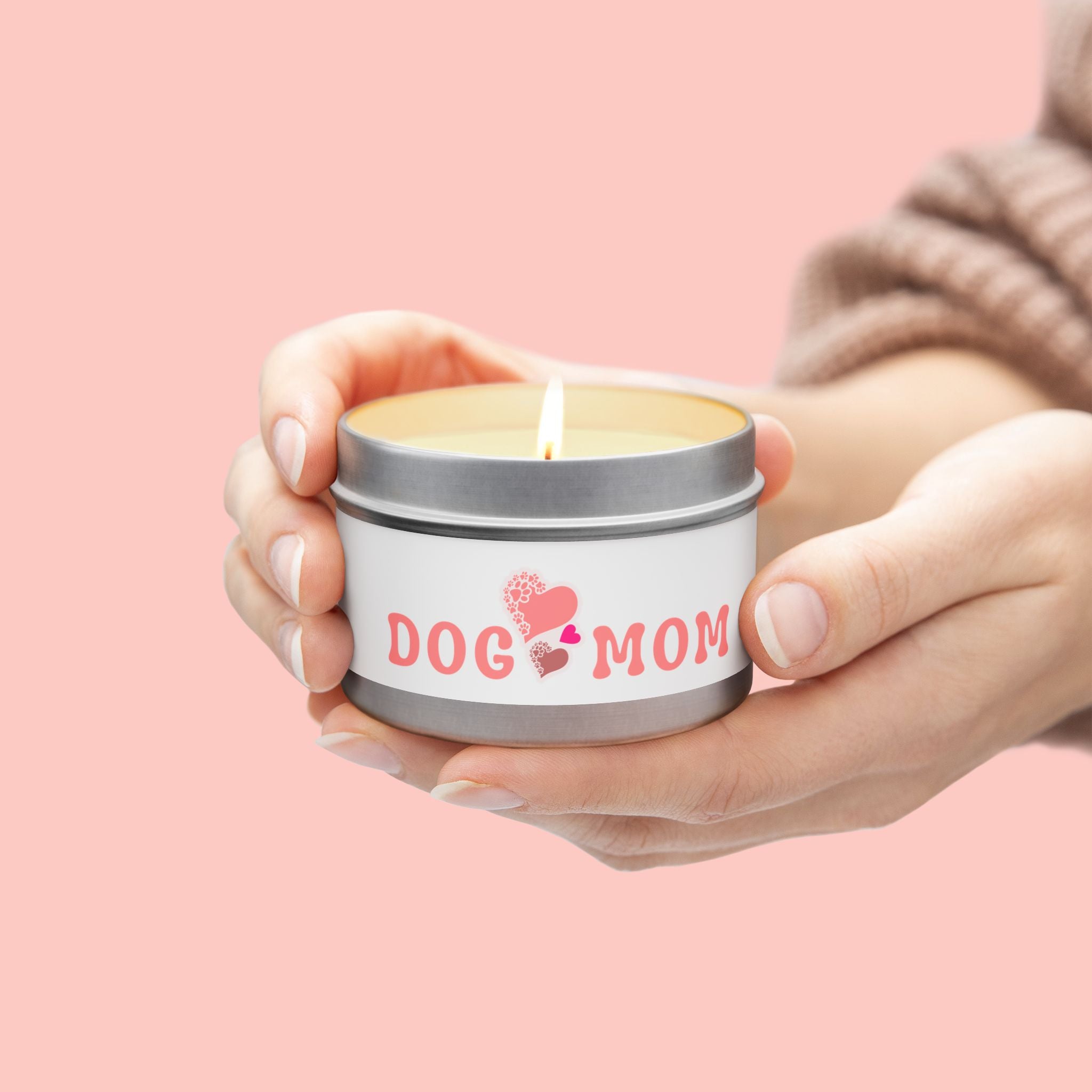 Dog Mom Tin Candle — Heart Paw Scented Travel Candle (Perfect Gift for Dog Lovers)