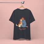 Dog Mom T‑Shirt — Cute Woman Hugging Dog Graphic Tee