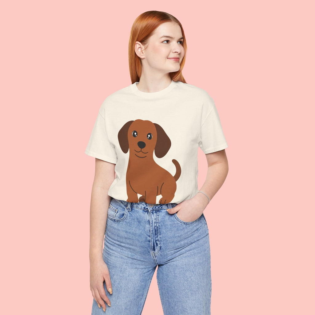 Dachshund Puppy Graphic T-Shirt — Cute Brown Dog Tee