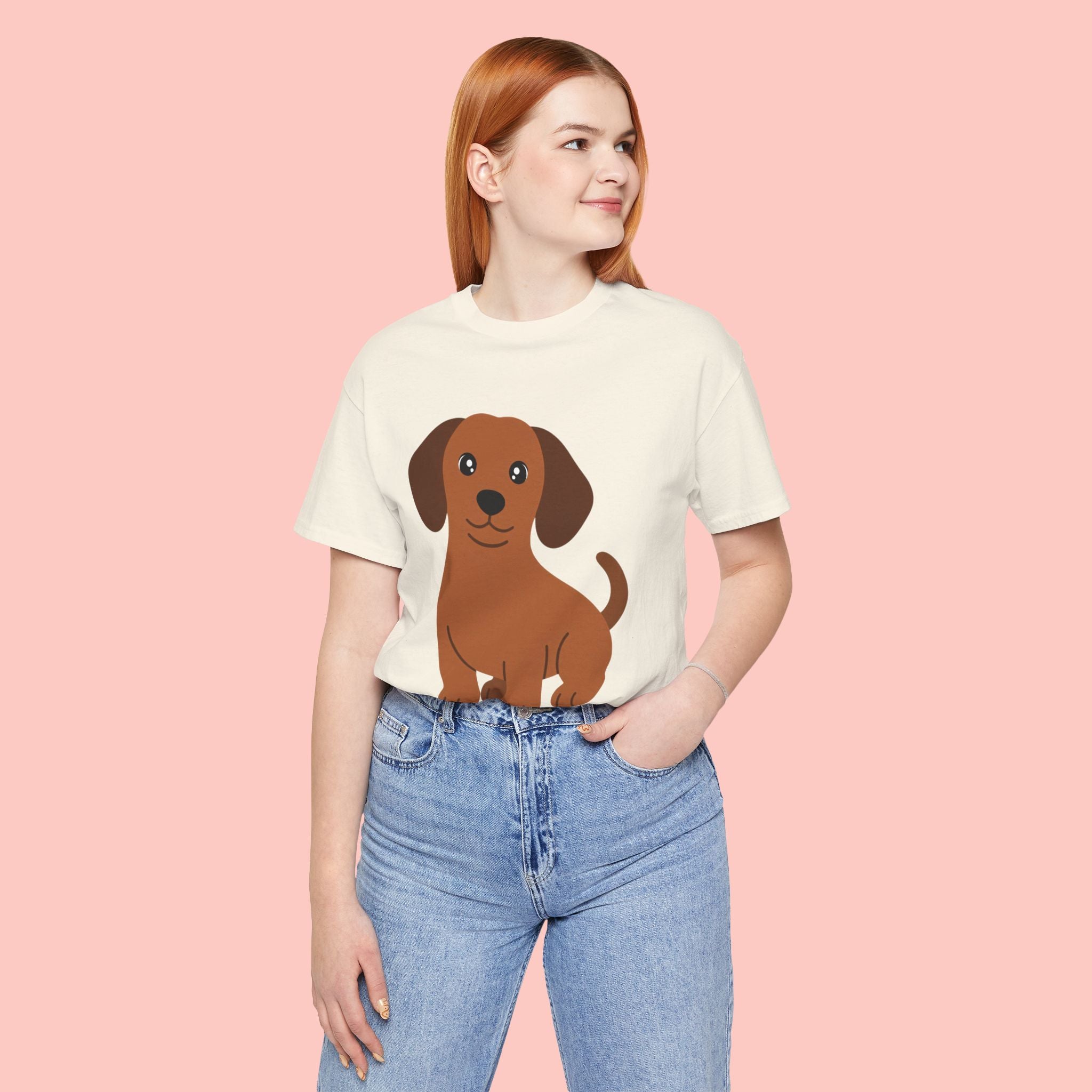 Dachshund Puppy Graphic T-Shirt — Cute Brown Dog Tee