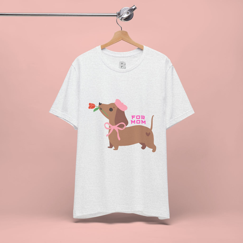 Mommy’s Dachshund Tee – Cute Dog with Rose “For Mom” Shirt