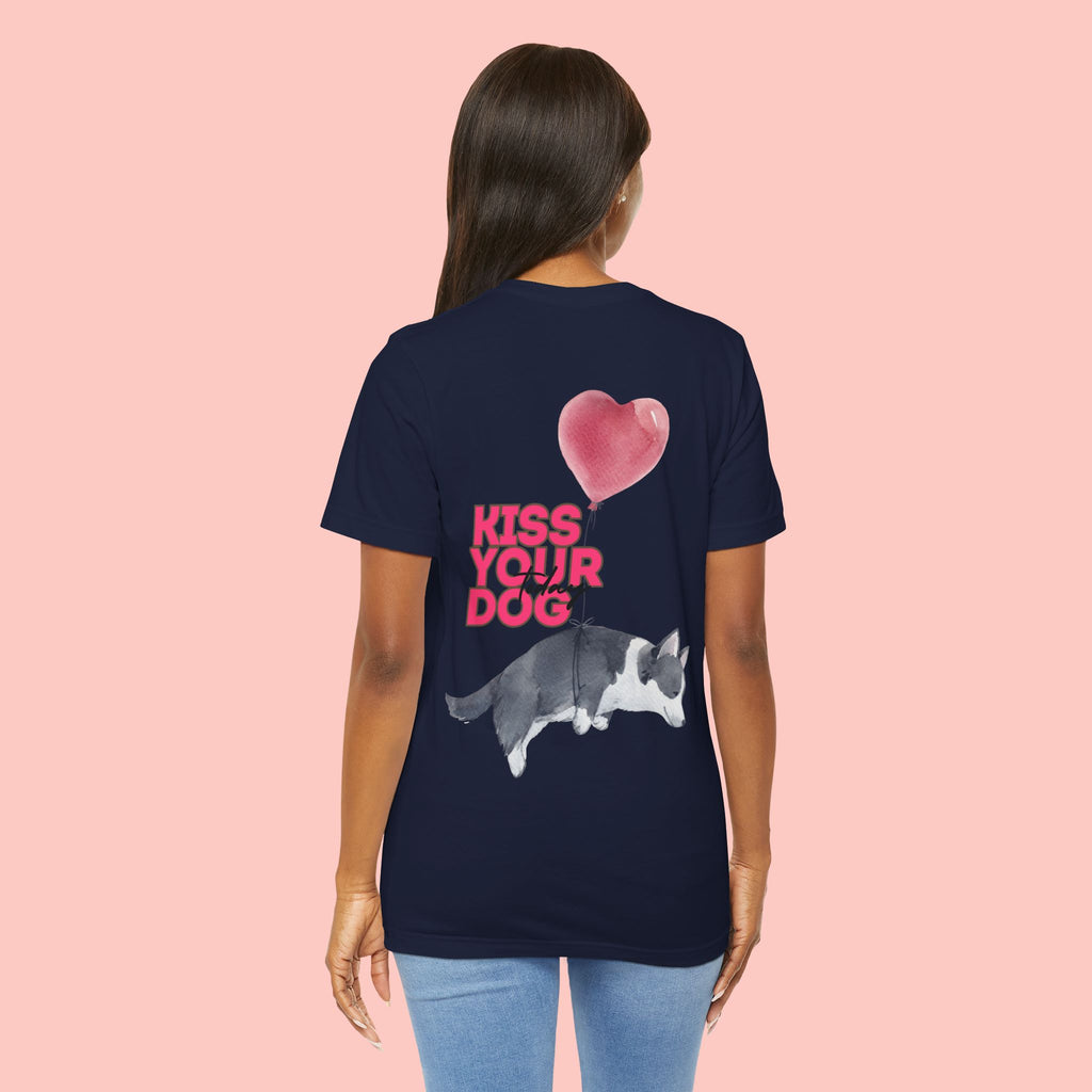 Kiss Your Dog Tee — Corgi Heart Balloon Graphic T-Shirt
