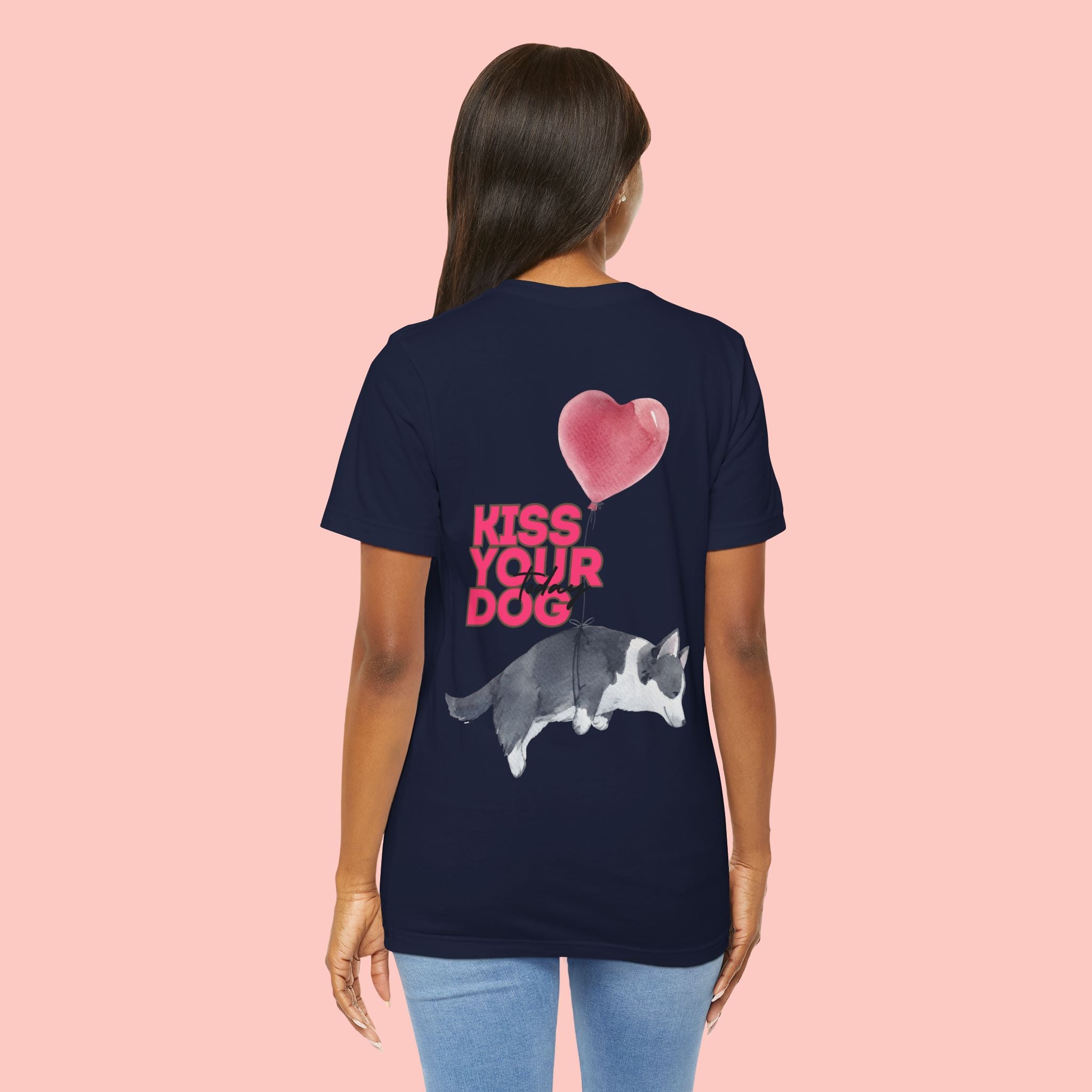 Kiss Your Dog Tee — Corgi Heart Balloon Graphic T-Shirt
