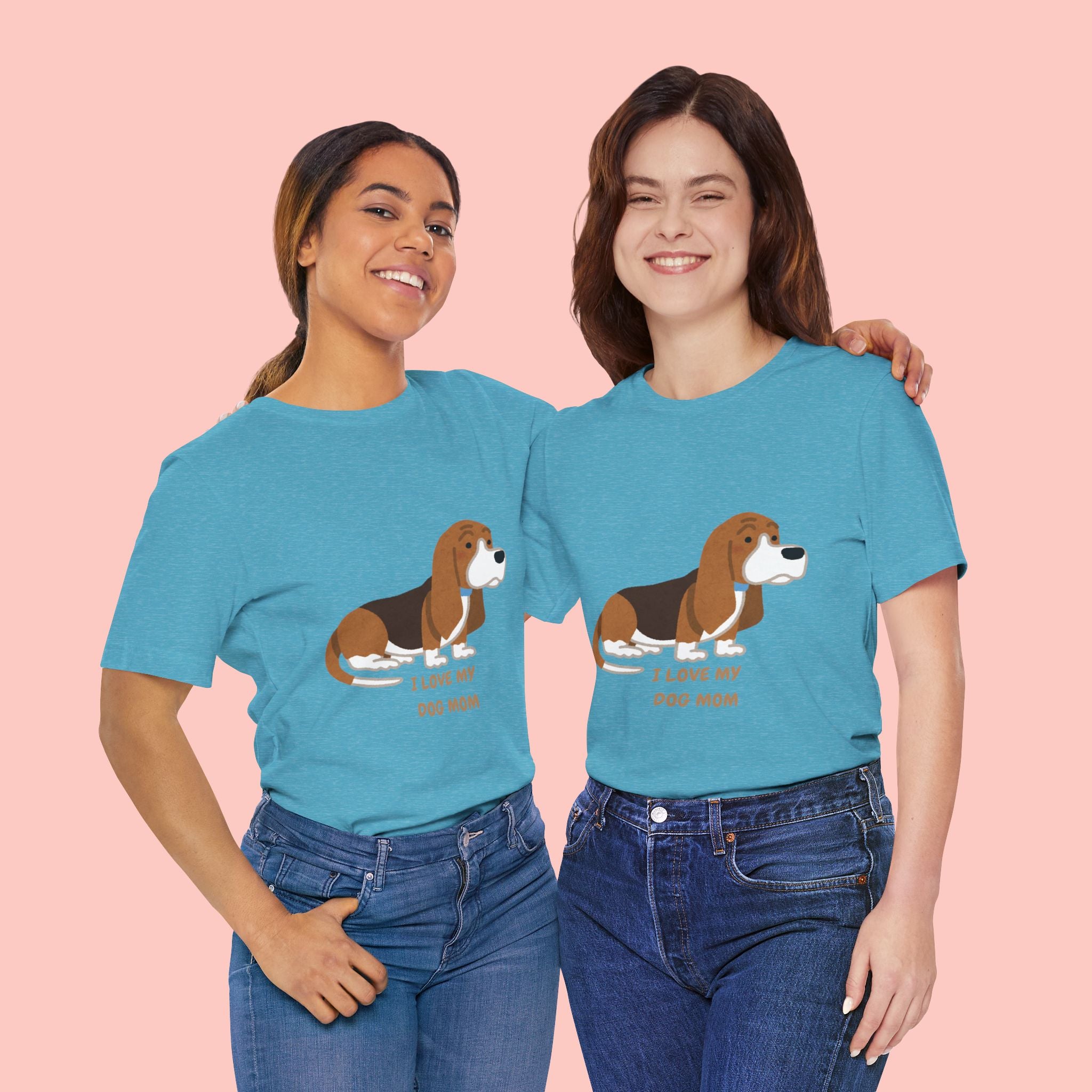 Dog Mom T‑Shirt — Cute Basset Hound I Love My Dog Mom Tee