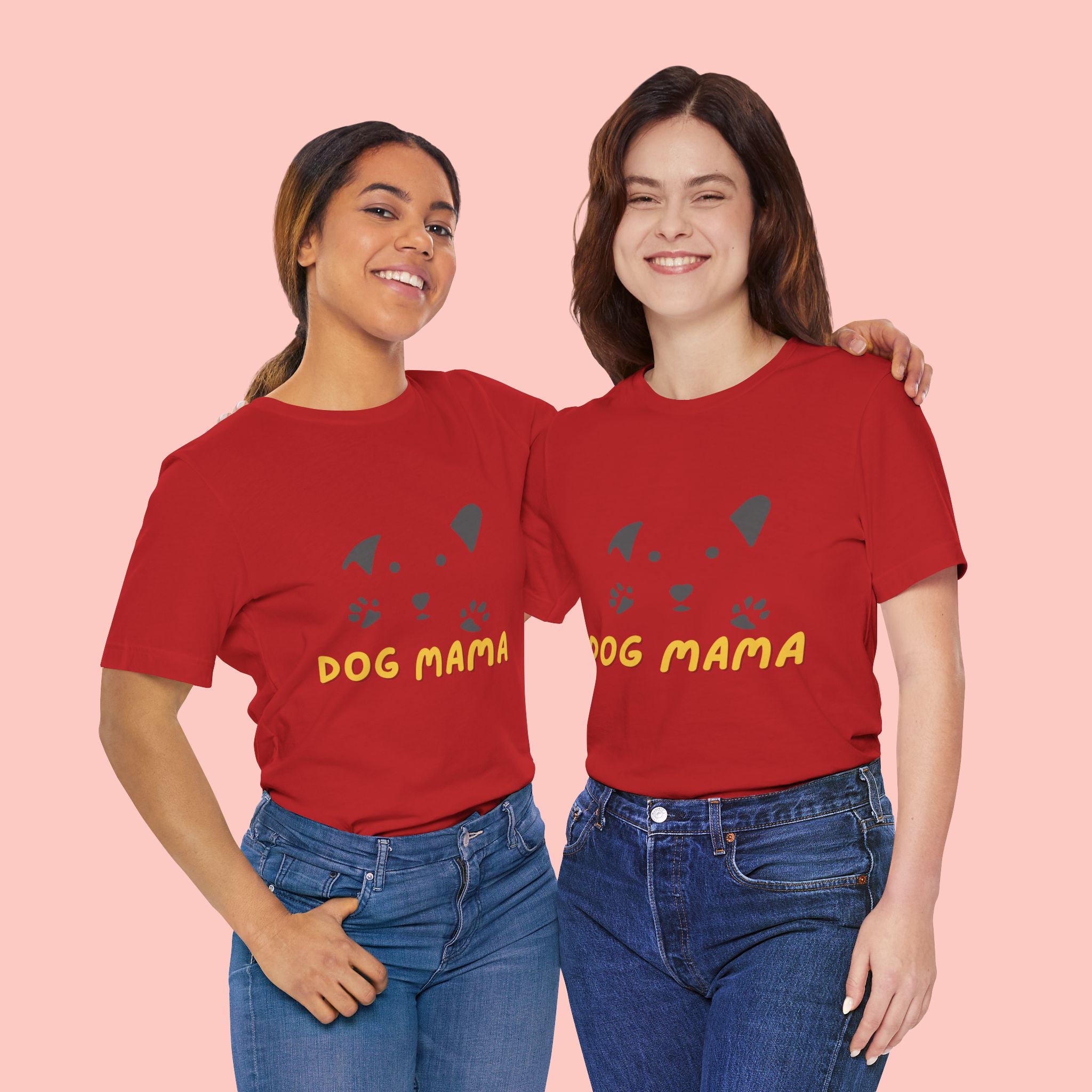 Dog Mama Graphic Tee — Cute Paw Print Dog Face T-Shirt for Dog Lovers