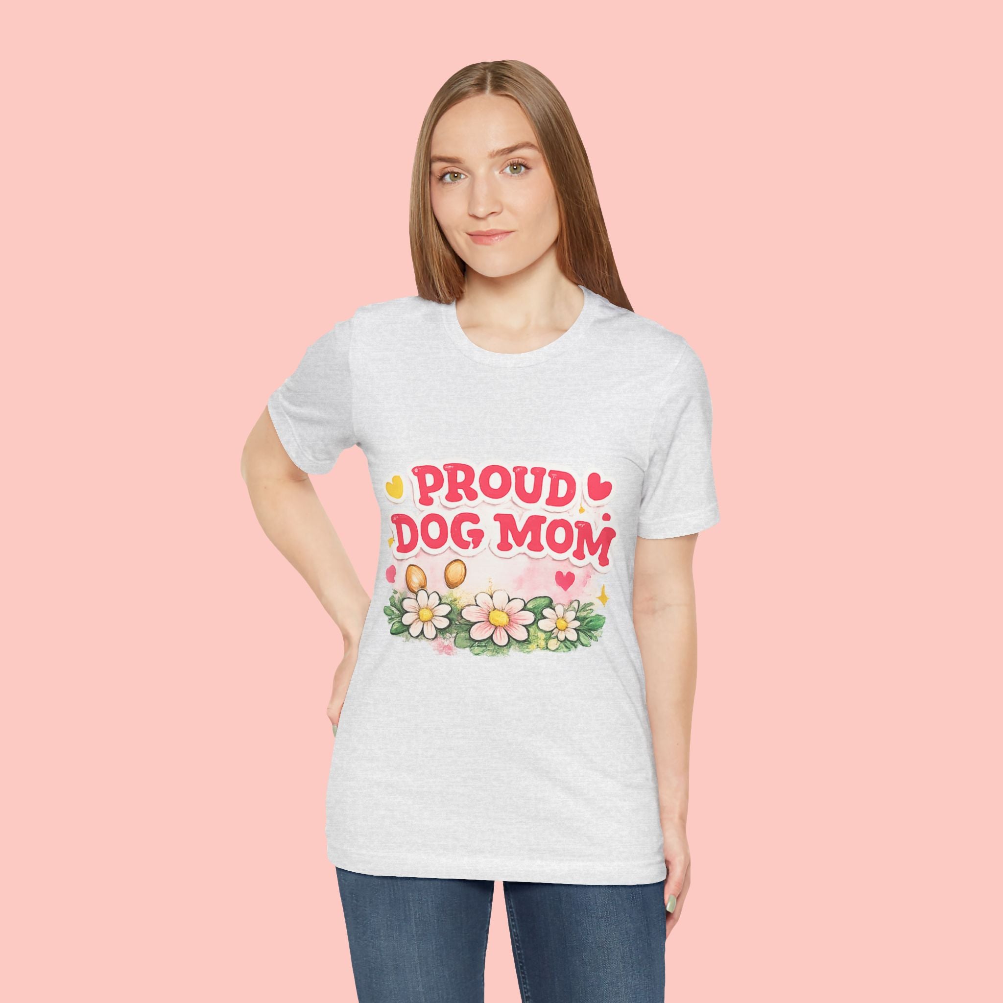 Proud Dog Mom Tee – Floral Retro Heart Design