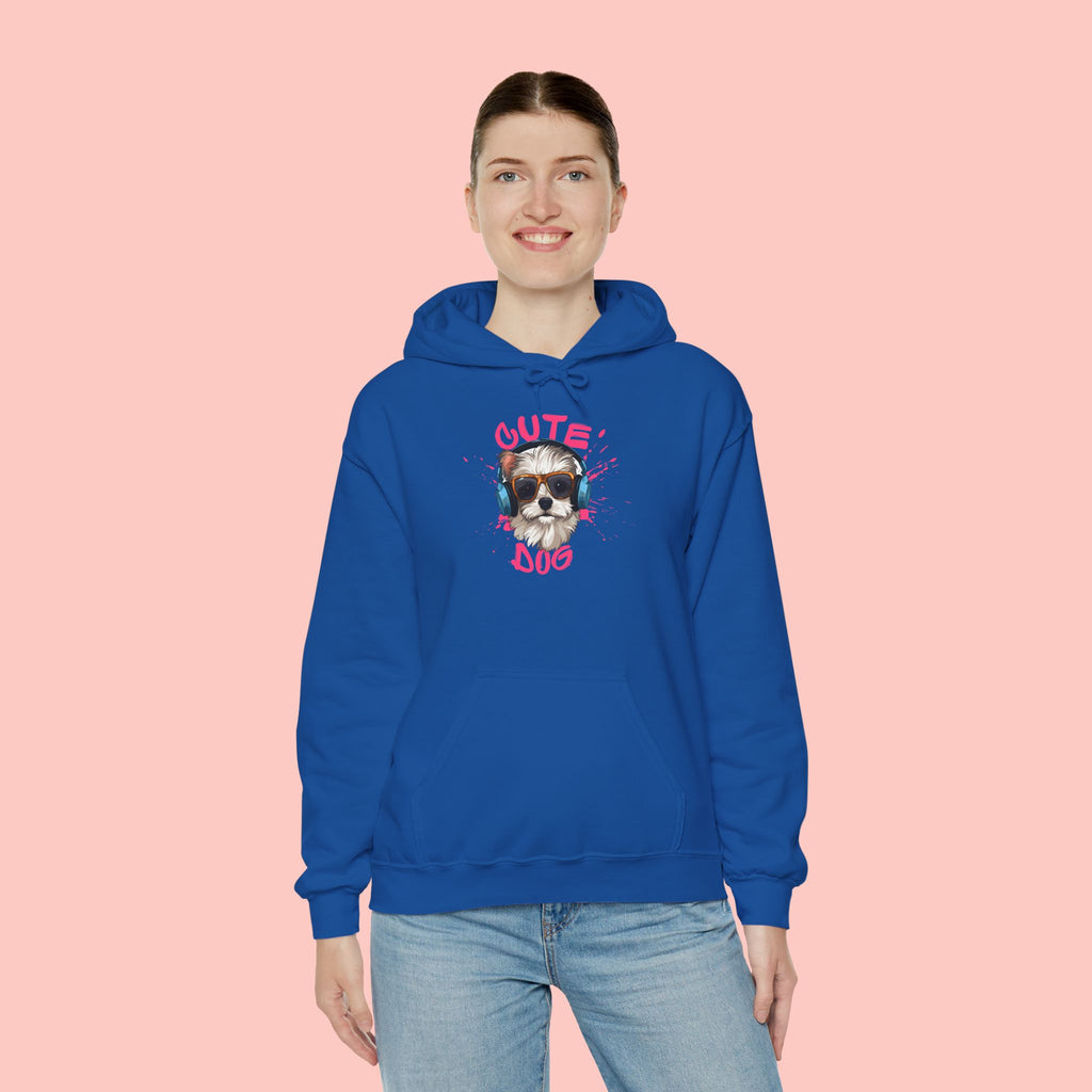 Cute Dog Hoodie with Headphones – 'Cute Dog' Graphic Pet Lover Sweatshirt