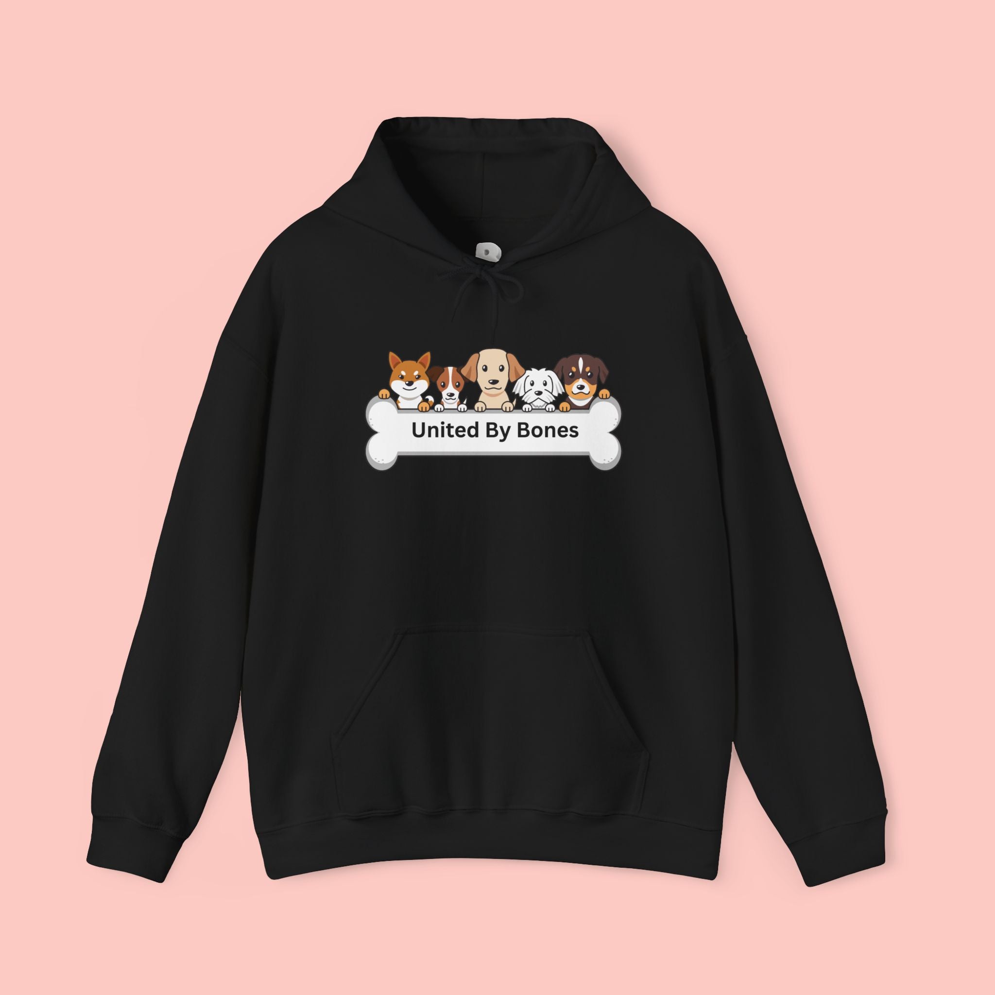 United By Bones Hoodie — Cute Cartoon Dogs Paw Bone Graphic Sweatshirt