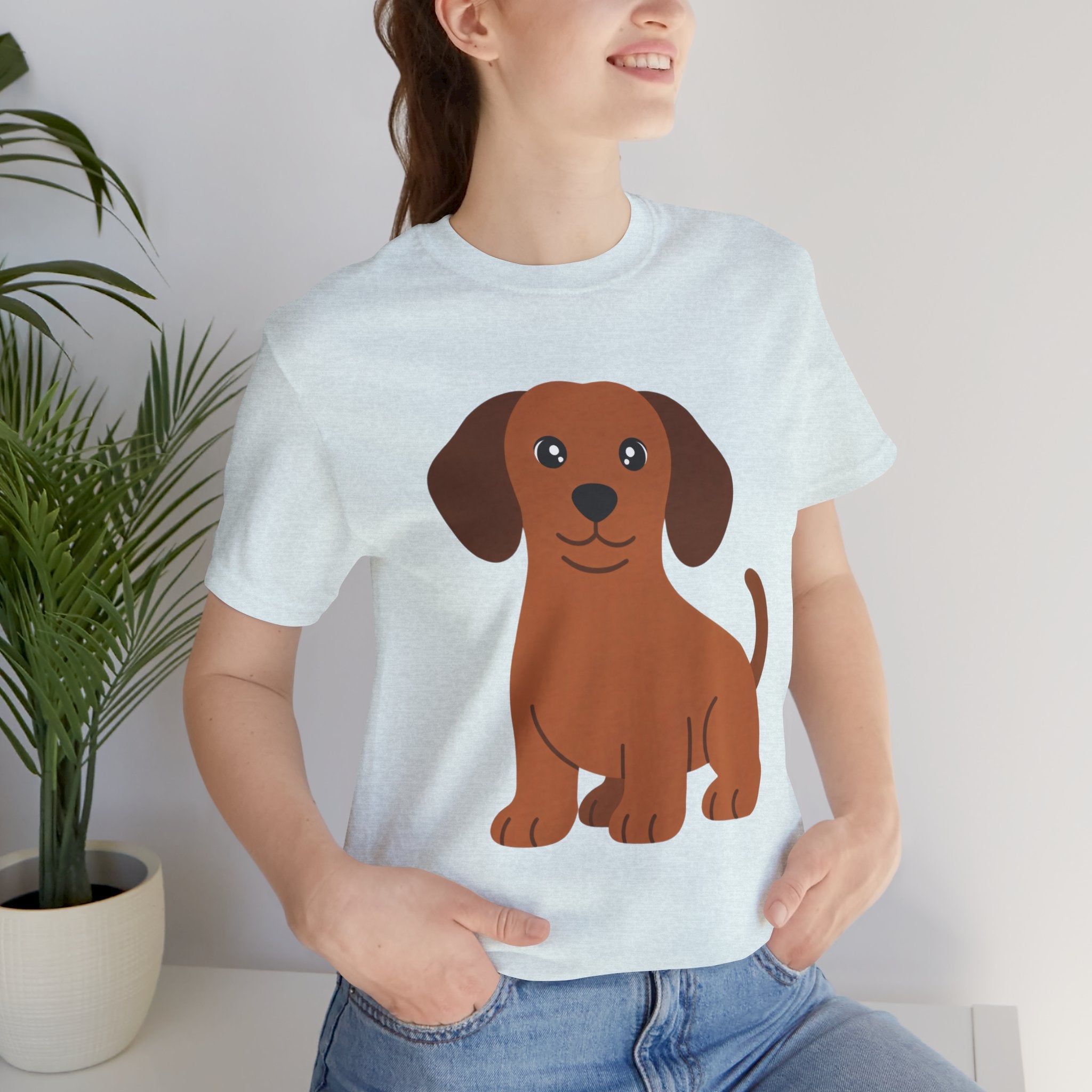 Dachshund Puppy Graphic T-Shirt — Cute Brown Dog Tee