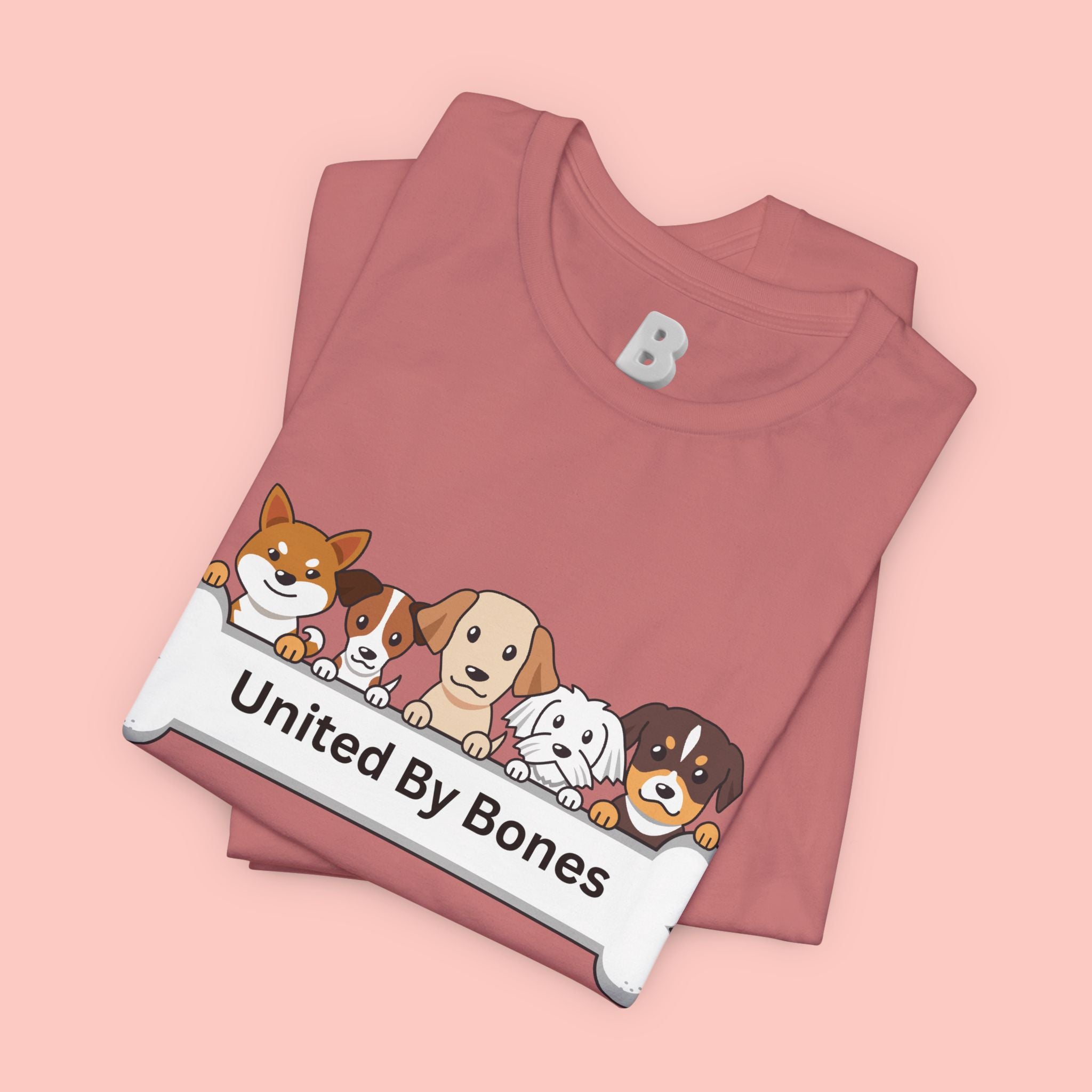 Dog Lover T‑Shirt — "United By Bones" Cute Cartoon Dogs Tee
