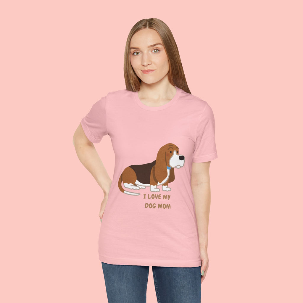 Dog Mom T‑Shirt — Cute Basset Hound I Love My Dog Mom Tee