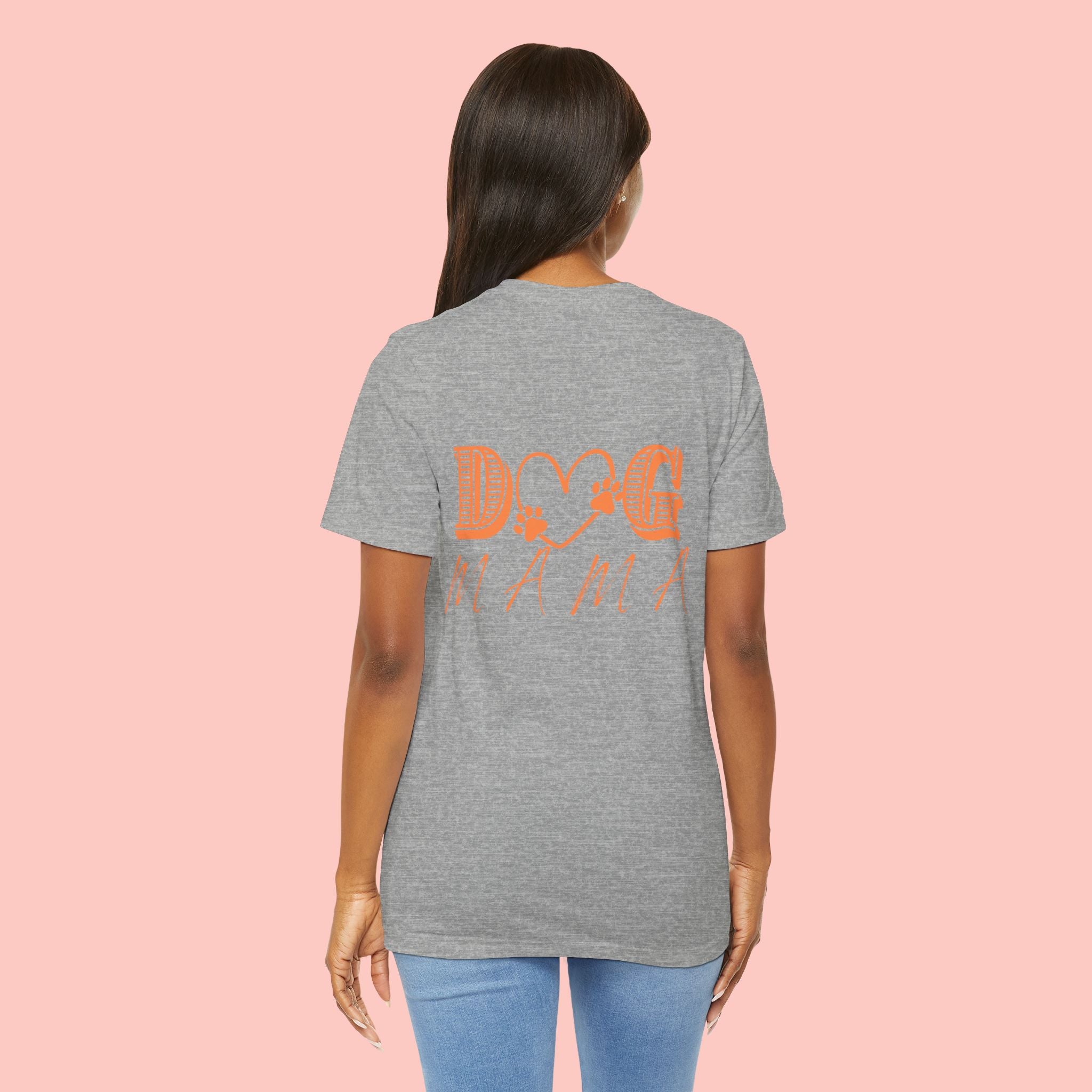 Dog Mama Tee — Retro Heart & Paw Graphic Short Sleeve Shirt