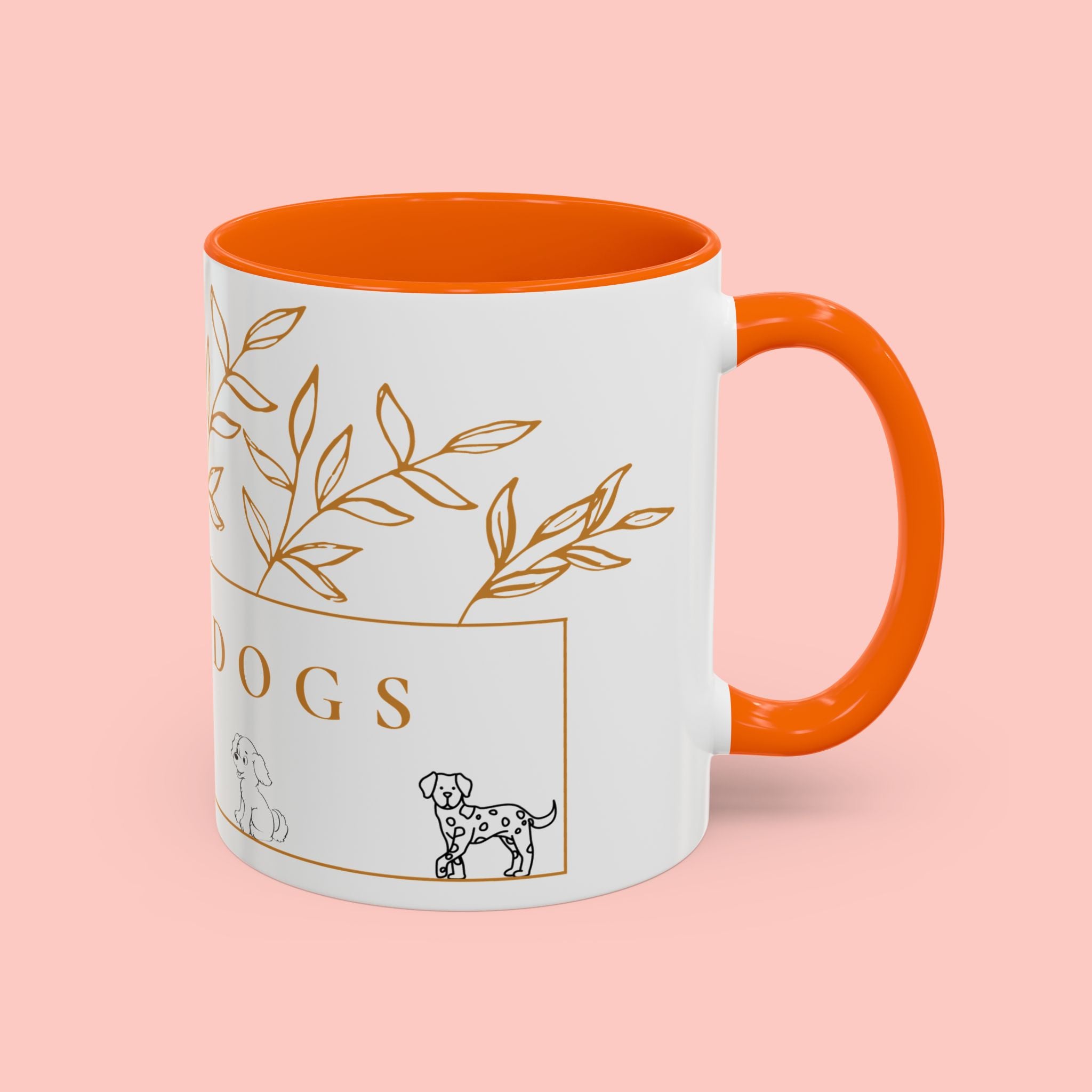 I Love Dogs Accent Coffee Mug — Gold Leaf Dog Lover Ceramic Mug (11oz & 15oz)