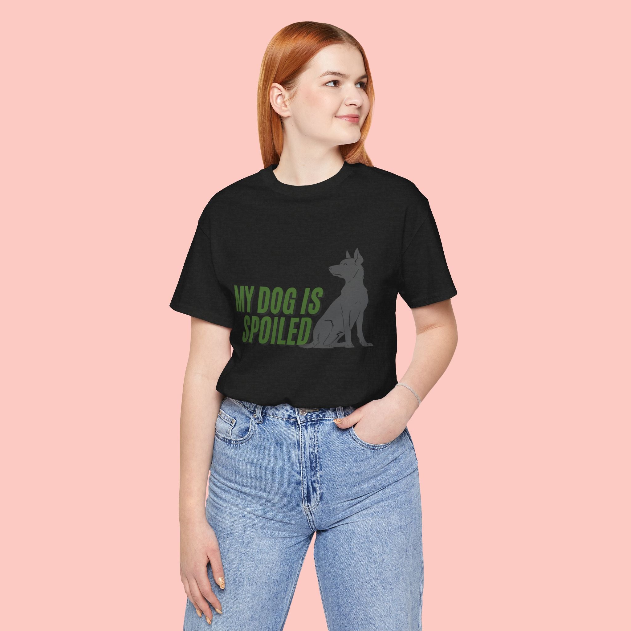 My Dog Is Spoiled T‑Shirt — Funny Dog Lover Tee with Sitting Dog Graphic