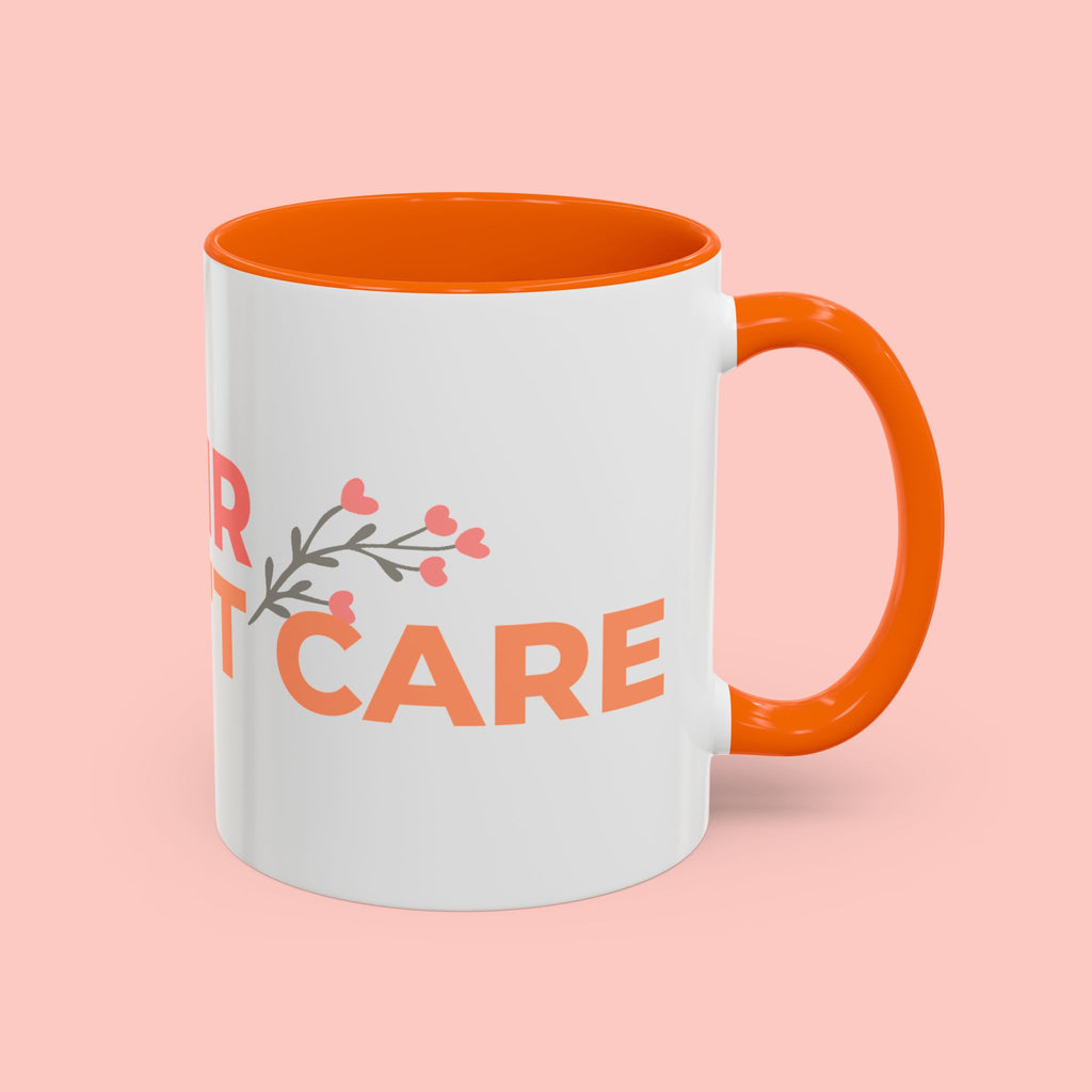 Accent Coffee Mug - "Growing Hair I Don't Care" Floral Script Coffee Mug